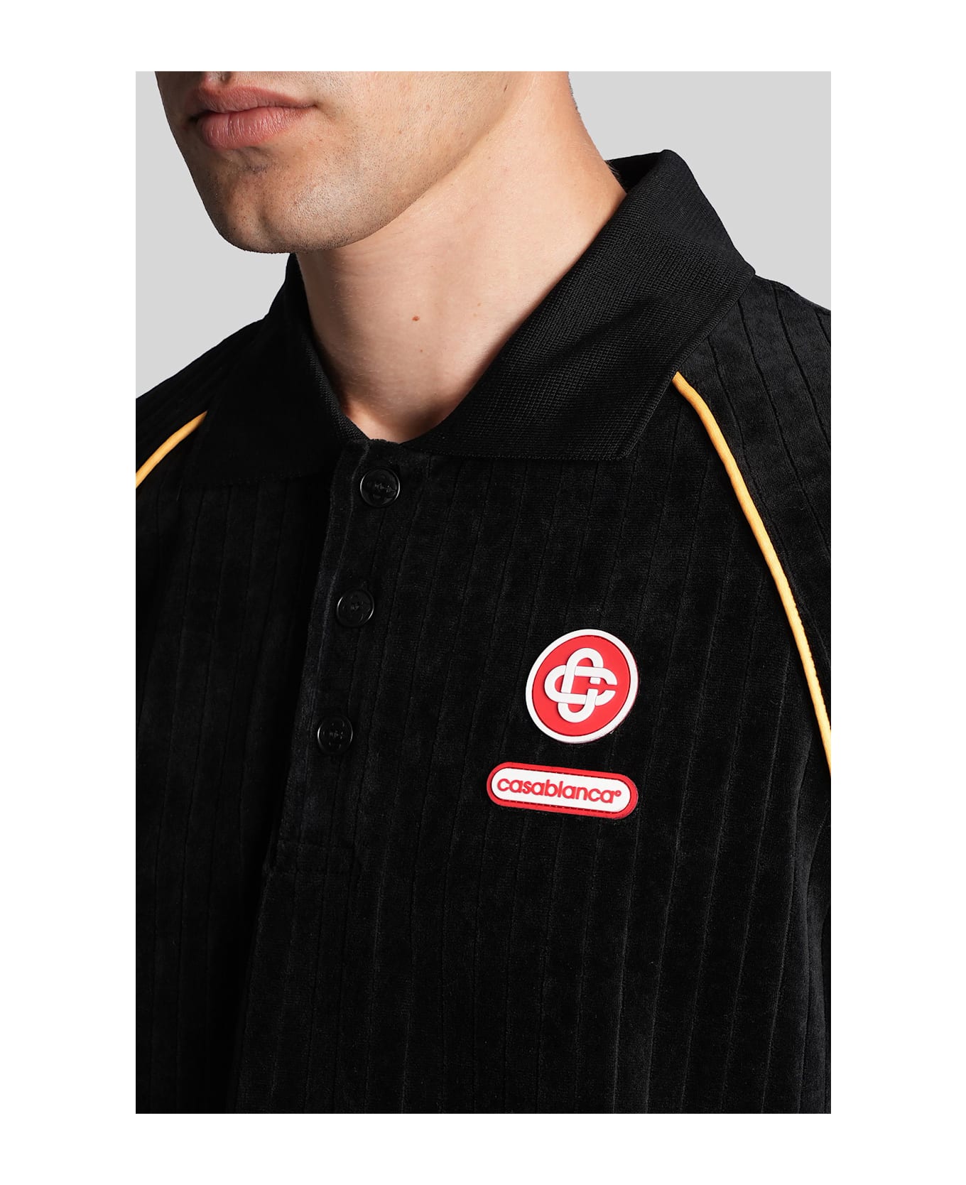 Casablanca Polo In Black Wool And Polyester - black