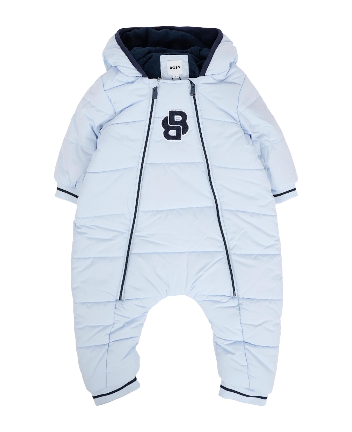 Hugo Boss Light Blue Down Jacket For Baby Boy With Logo - Light Blue