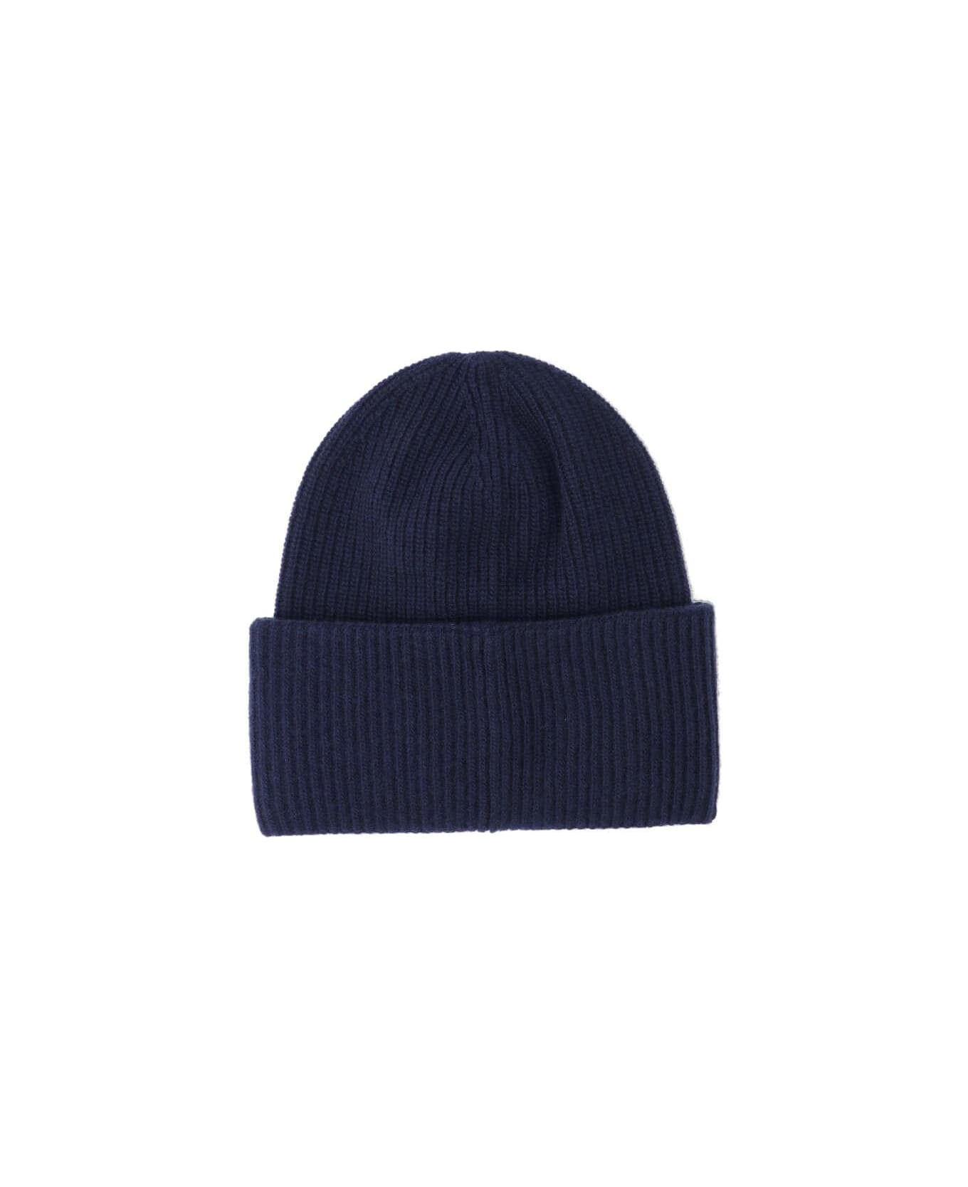 Moncler Logo Beanie - Blue