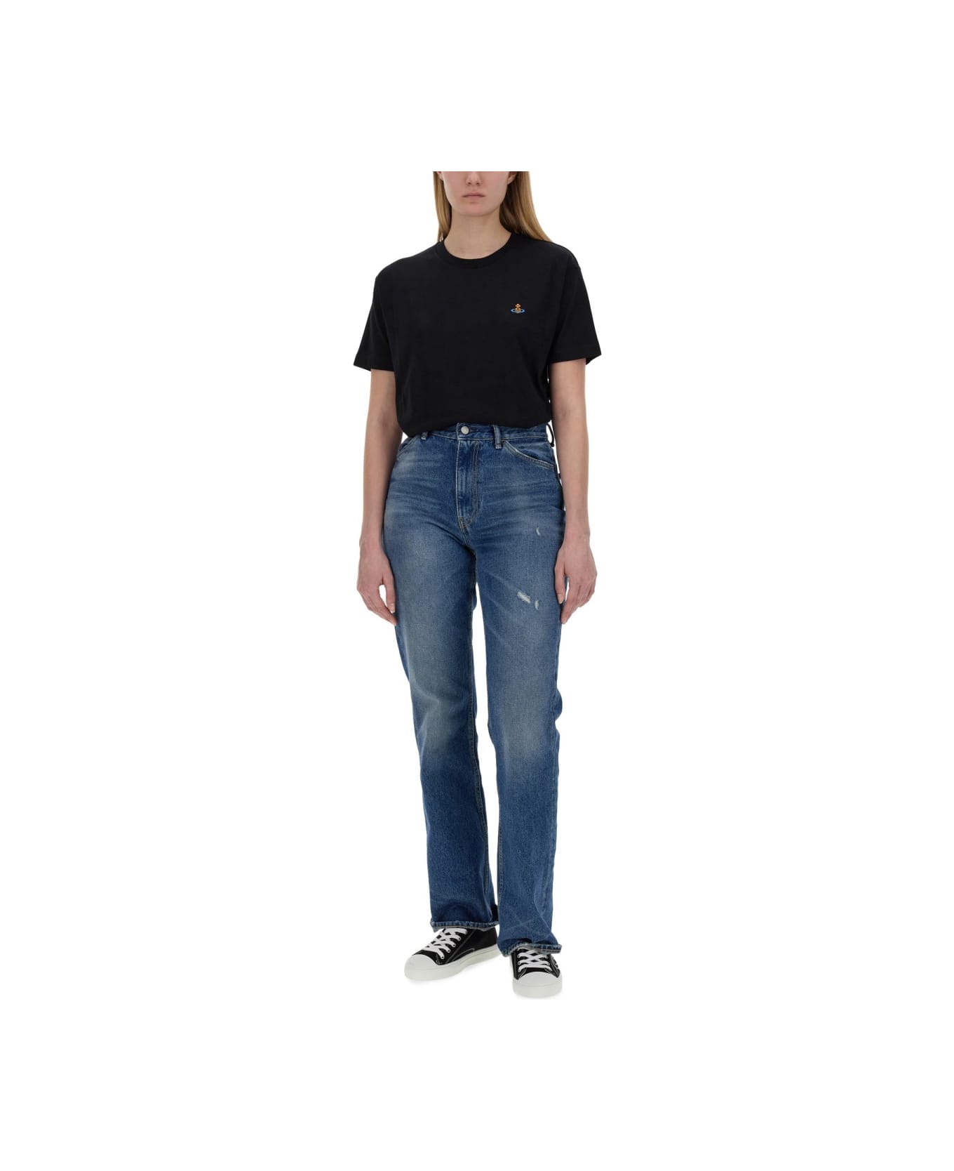 Vivienne Westwood T-shirt With Orb Embroidery - BLACK
