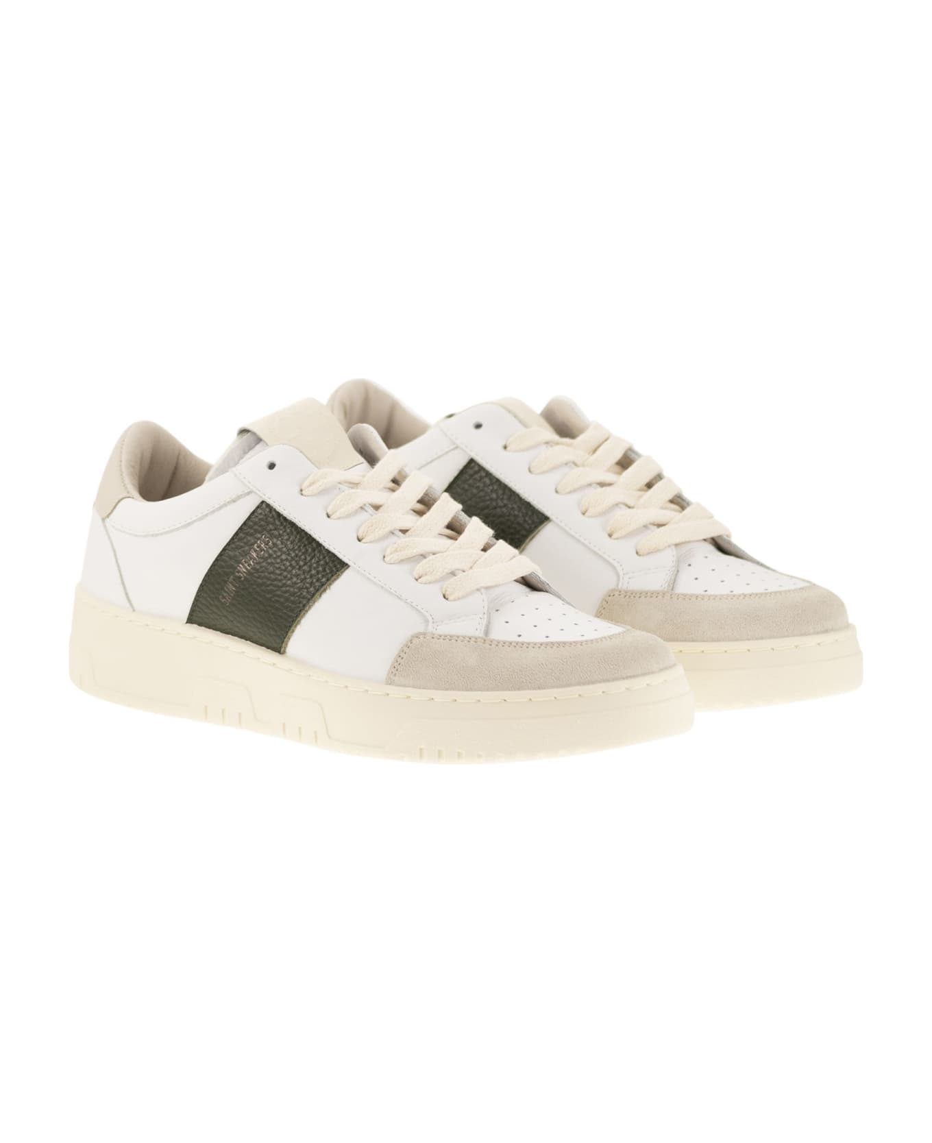 Saint Sneakers Sail - Leather And Suede Trainers - White/green