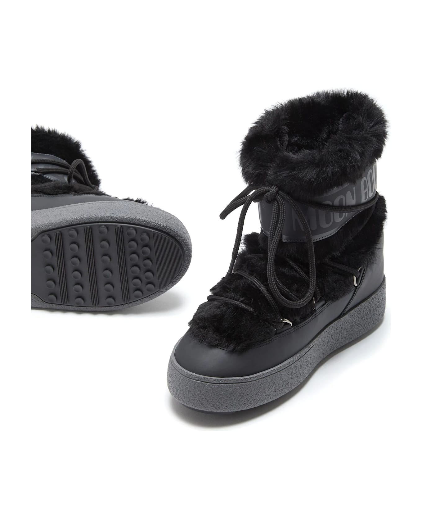 Moon Boot Ltrack Tube Faux-fur Black Boots - Black