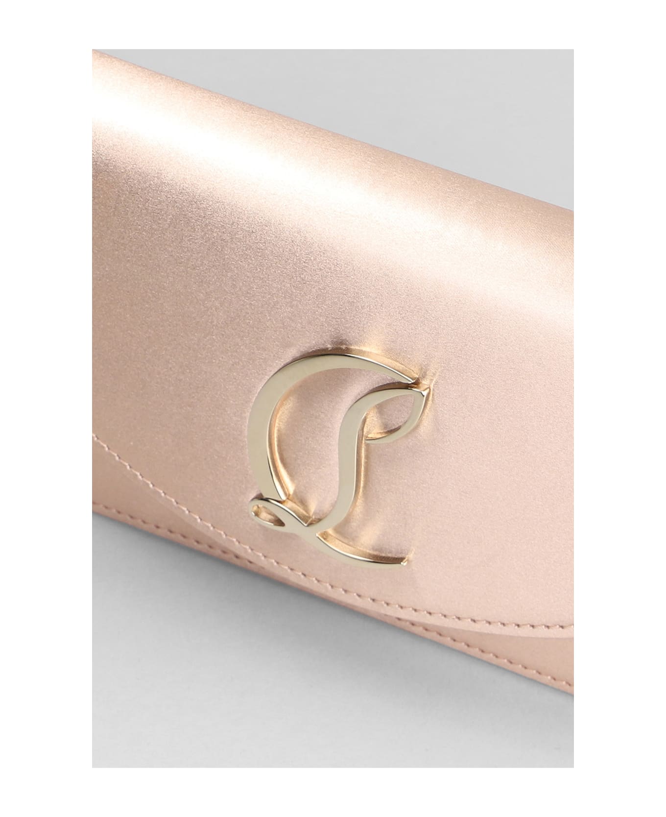 Christian Louboutin Loubi54 Hand Bag In Rose-pink Silk - Golden クラッチバッグ