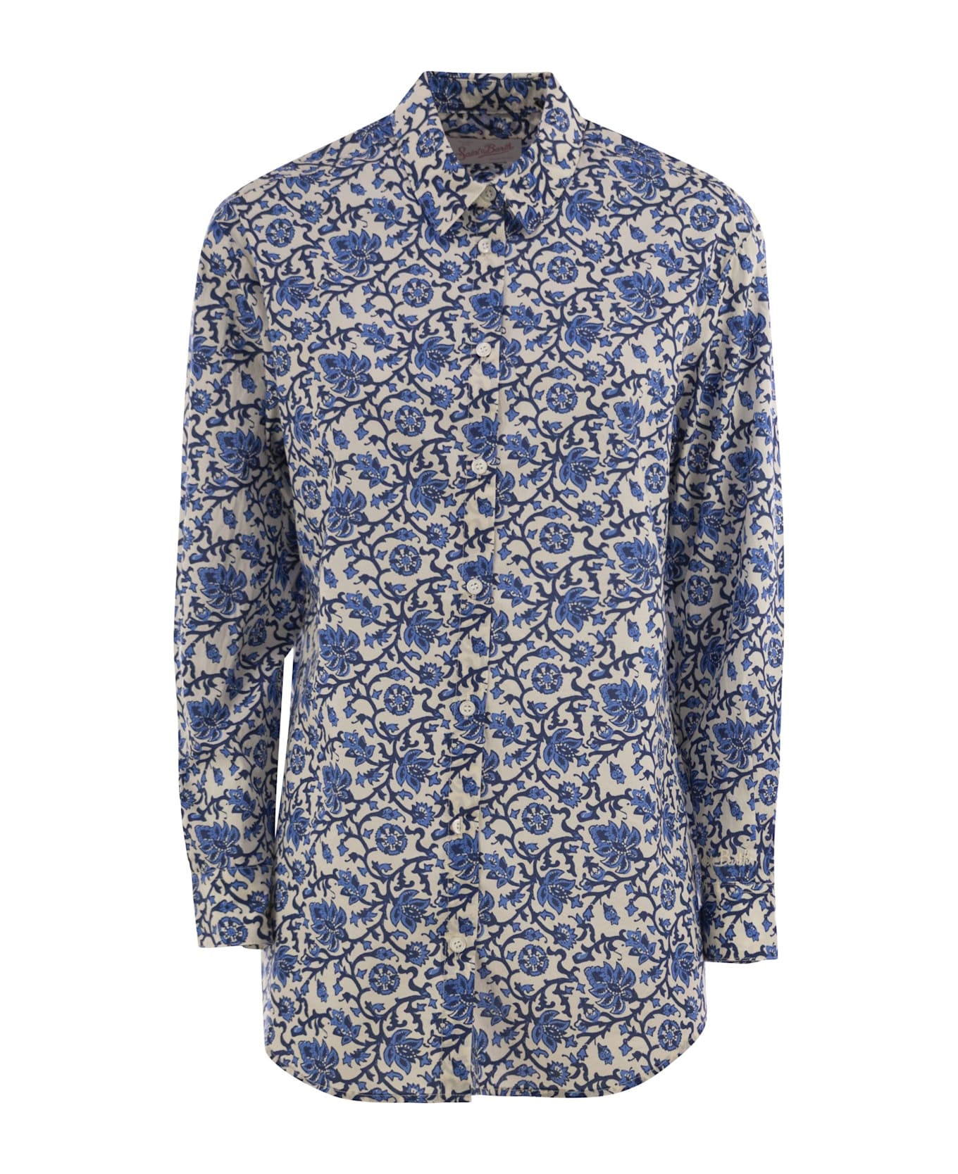 MC2 Saint Barth Brigitte - Shirt With Flower Pattern - Blue
