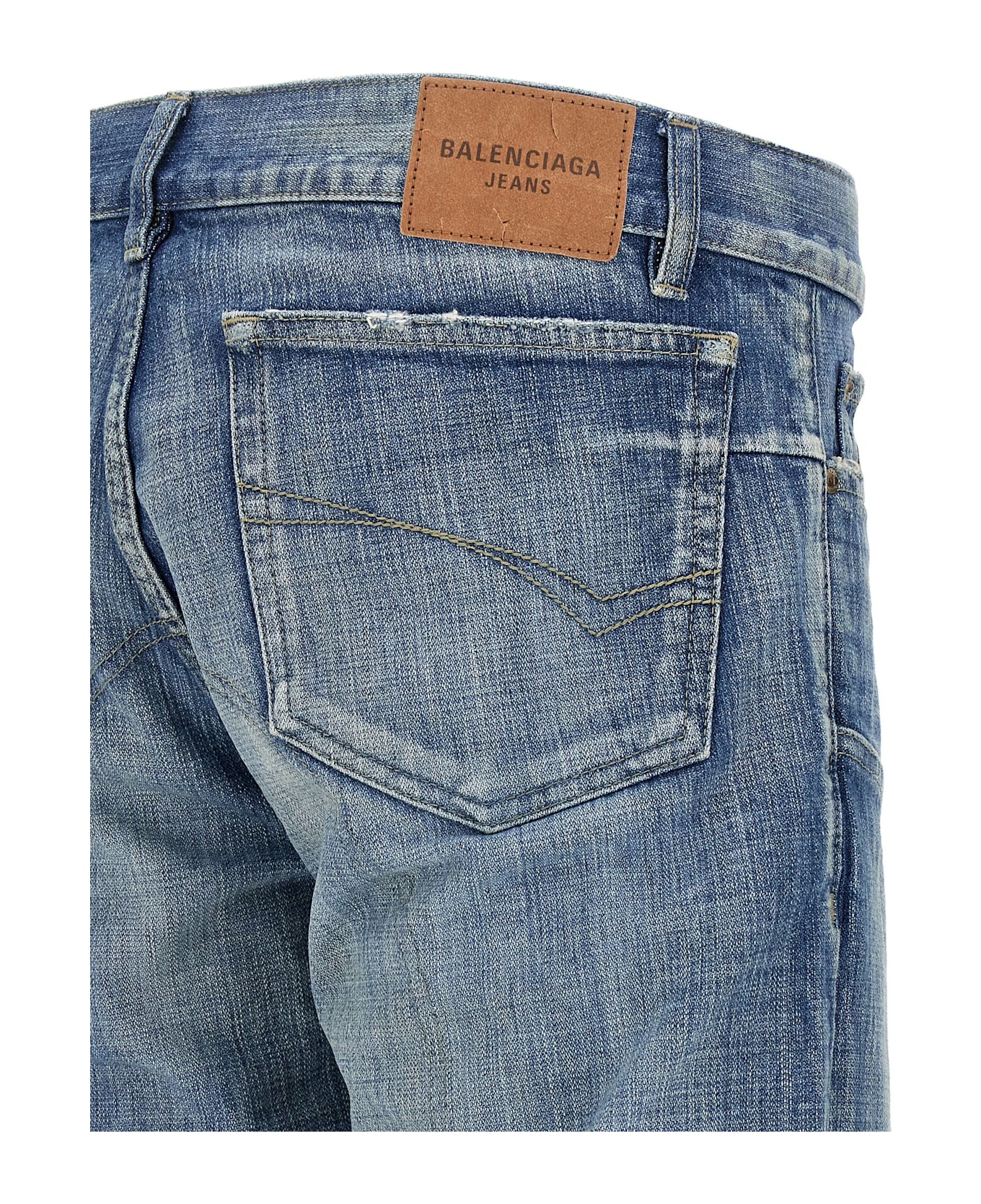 Balenciaga Relief Stitching Jeans - Blue