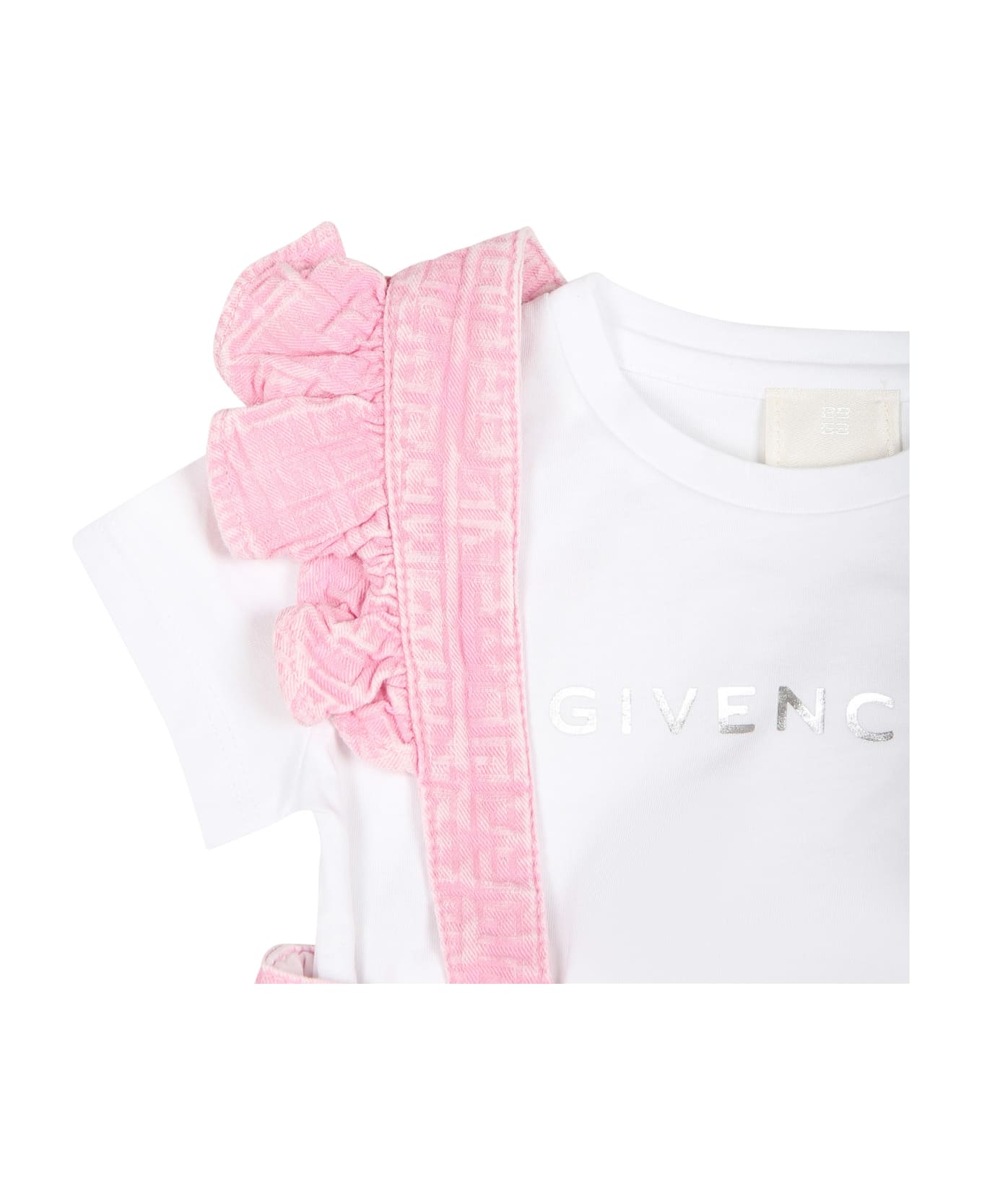 Givenchy PROFOND Pink Suit For Baby Girl With Logo - Pink