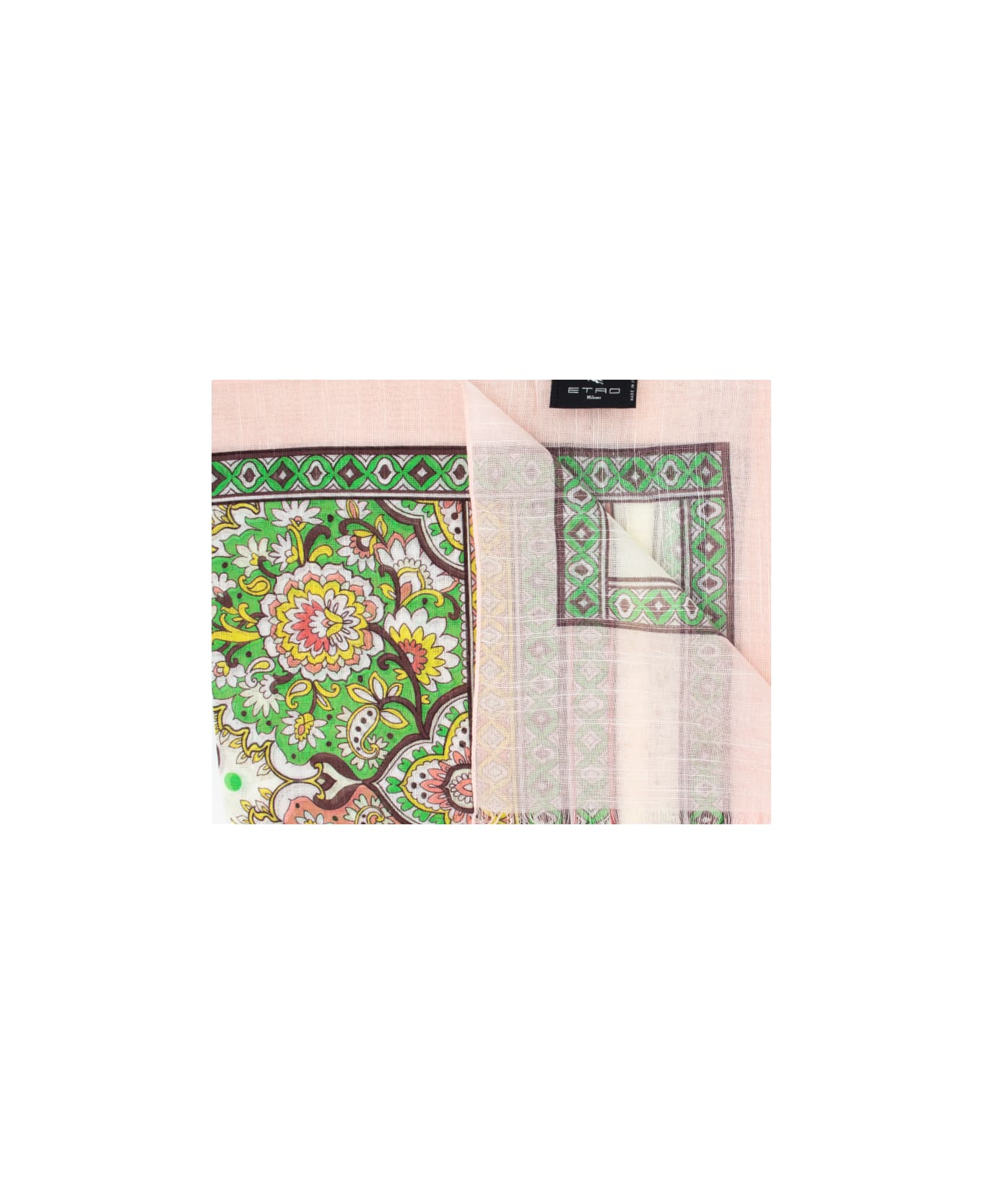 Etro Leafy Motifed Fringed Scarf - PRINT ON WHITE BASE
