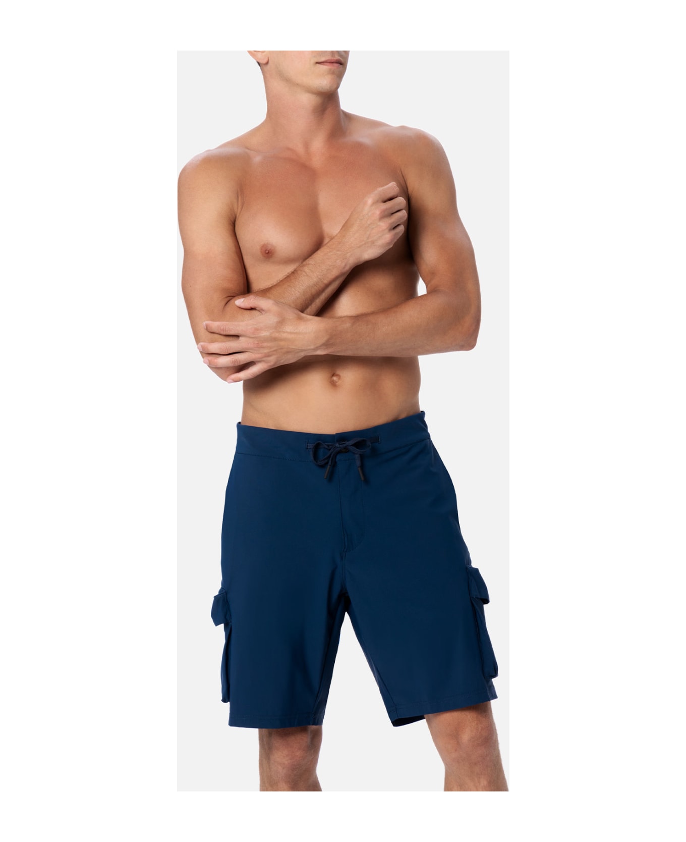 MC2 Saint Barth Navy Blue Technic Fabric Bermuda Shorts Deck - BLUE