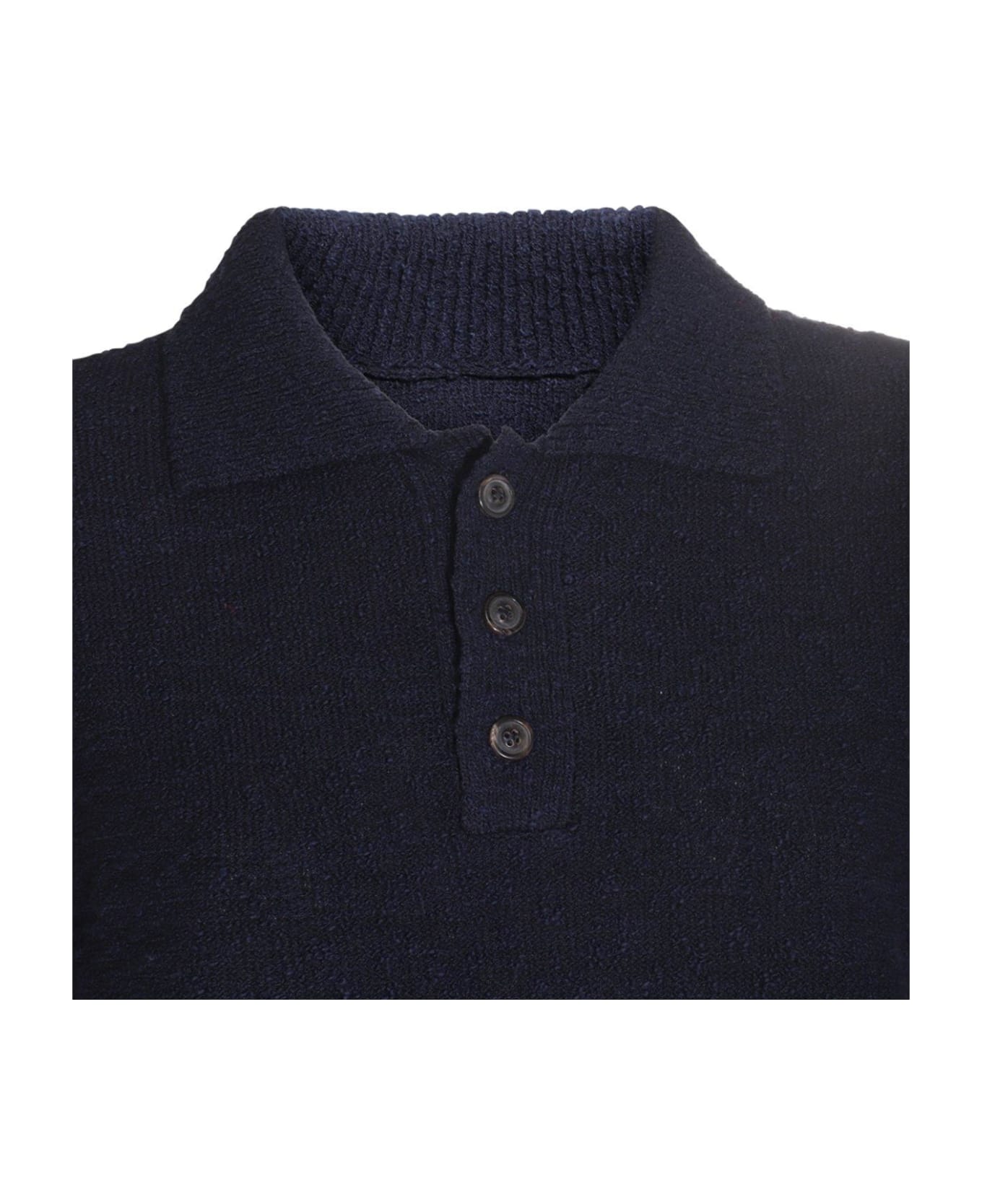 Maison Margiela Short-sleeved Knit dressed Polo-shirt - Blu