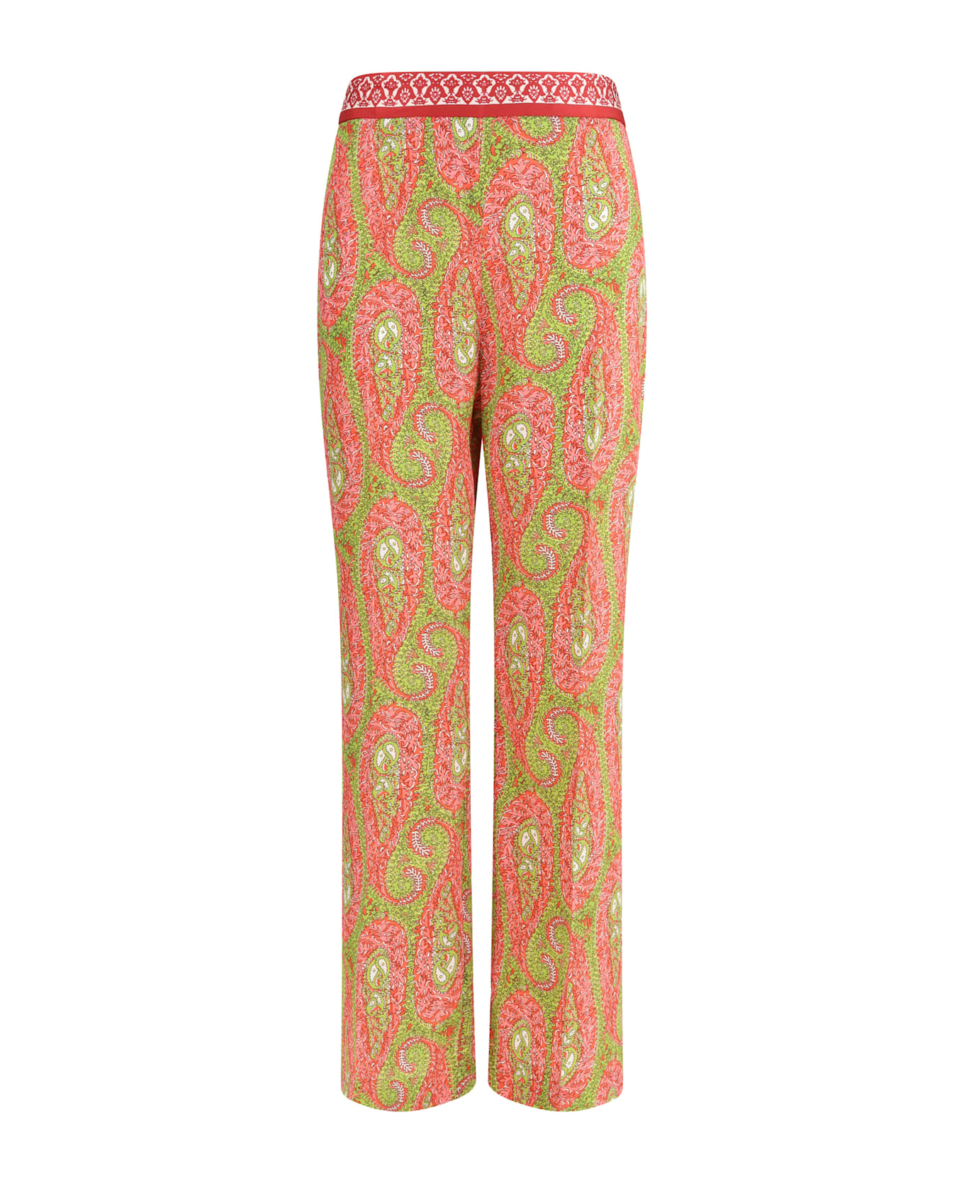 Etro Bootcut Trousers With Placed Paisley Foliage Print