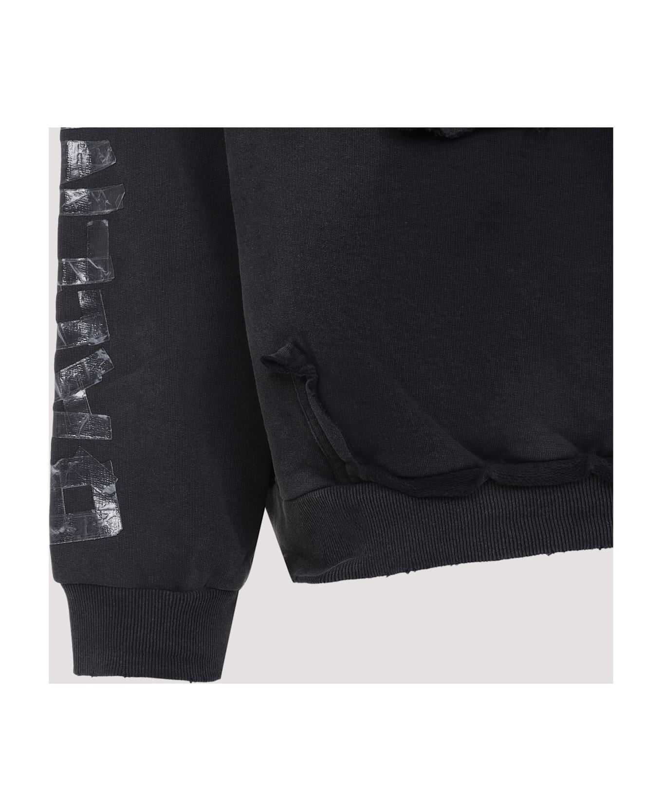 Balenciaga Ripped Pocket Hoodie - Faded Washed Blk Wht