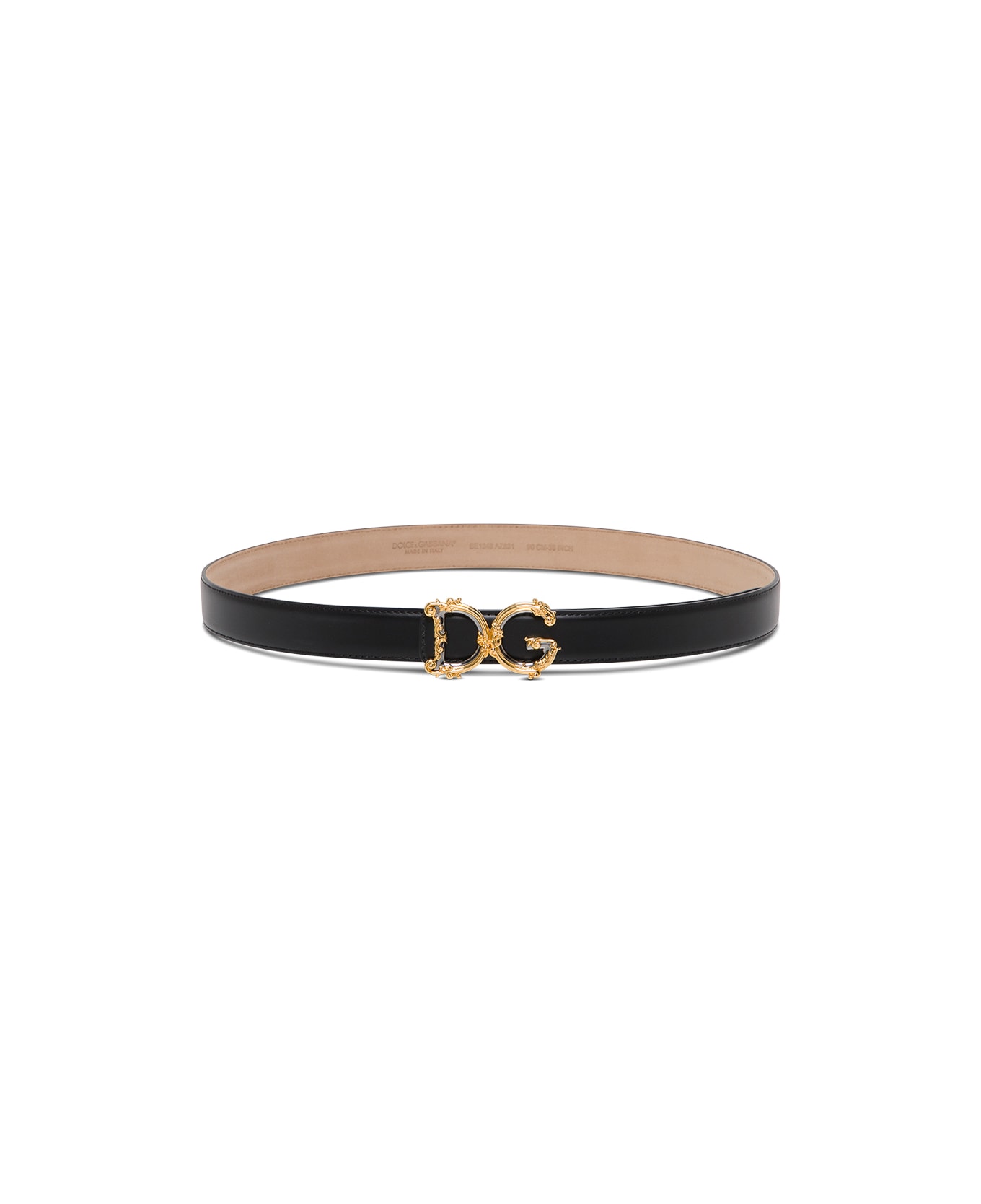 Dolce & Gabbana Leather Belt With Dg Buckle - Black