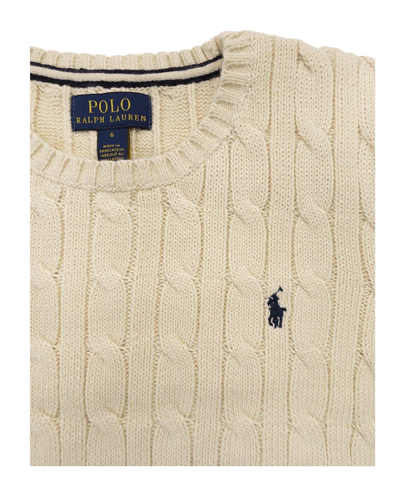 Polo Ralph Lauren Cable-knit Cotton Sweater With Logo - Cream