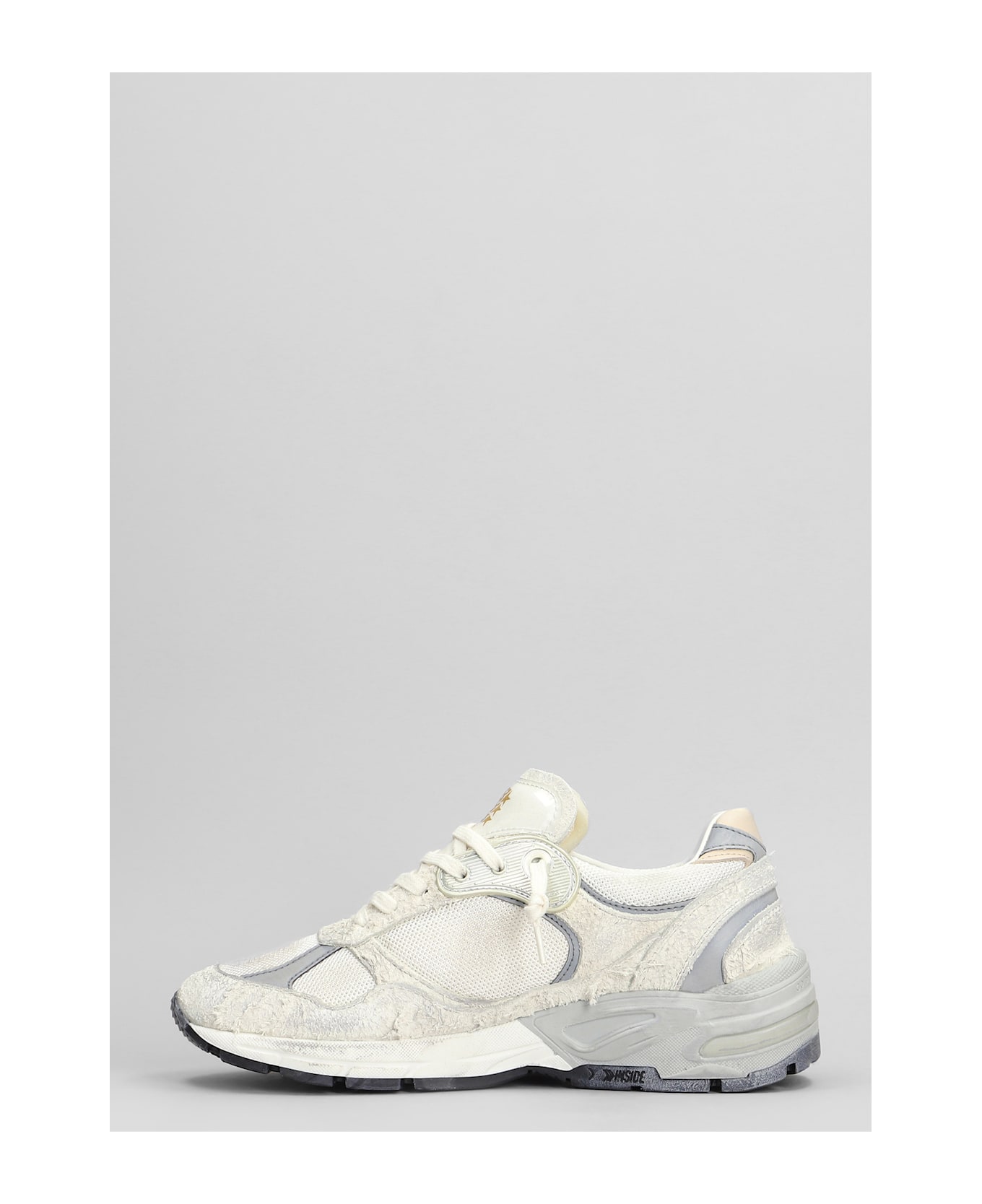 Golden Goose Running Sneakers In White Suede And Fabric - white