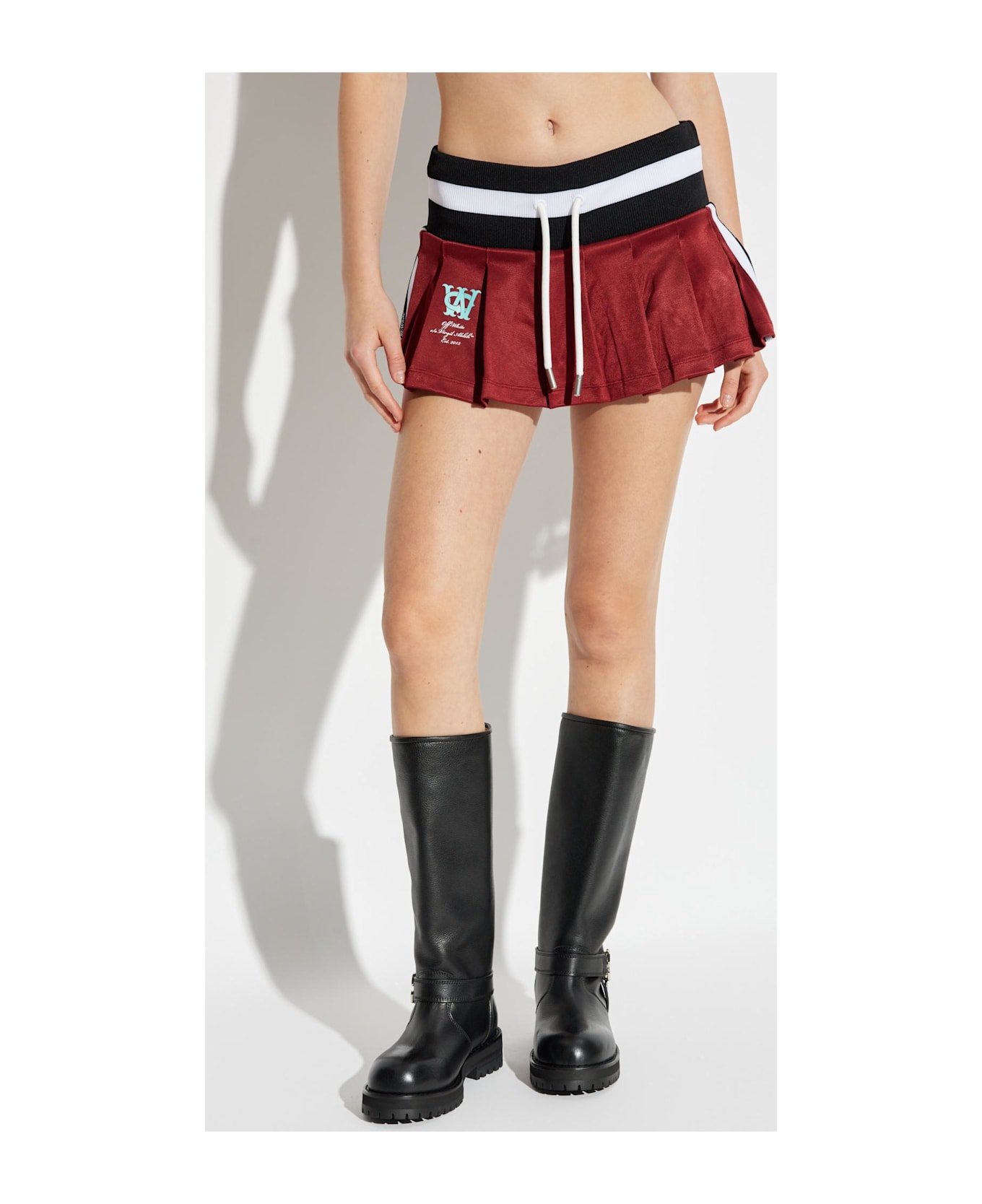 Off-White Short Skirt With Shorts - RED