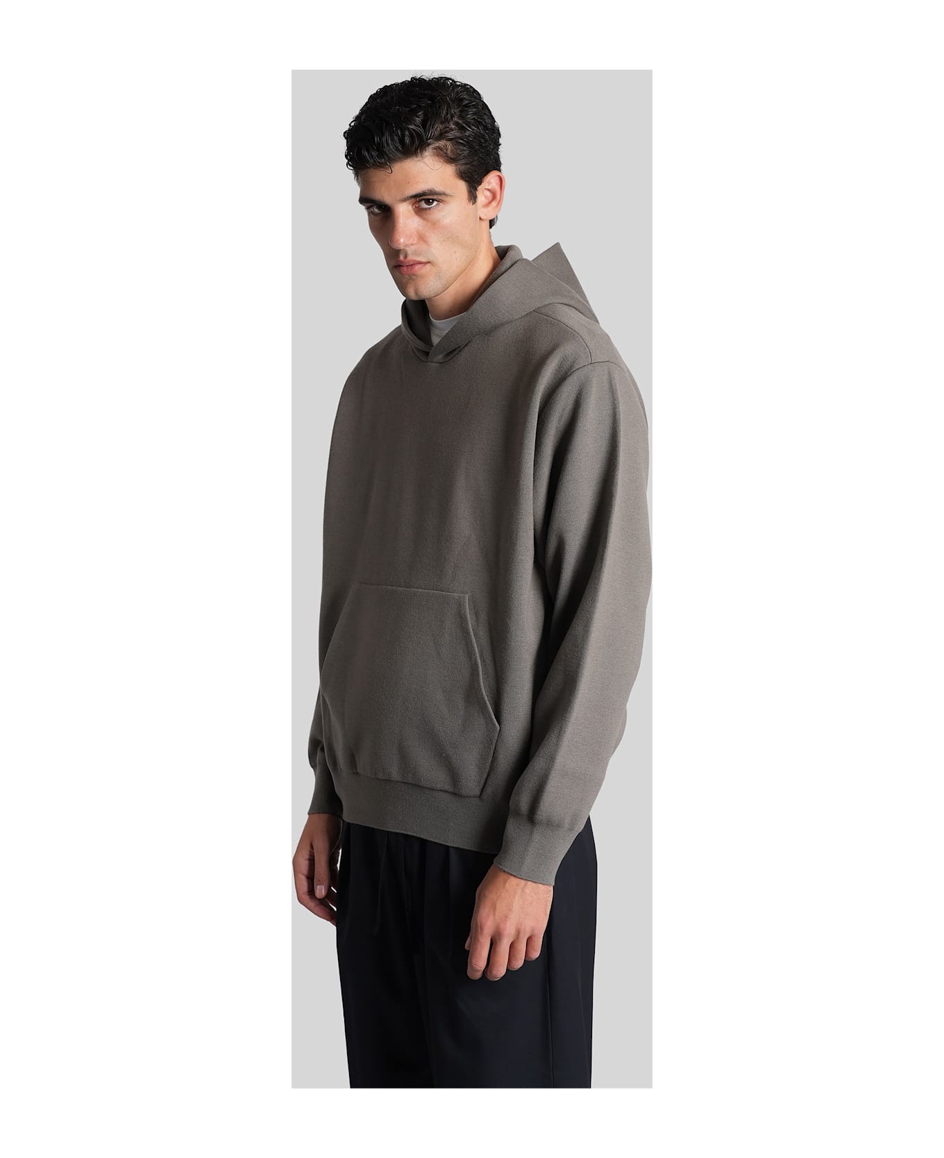 Attachment Sweatshirt In Grey Wool - grey