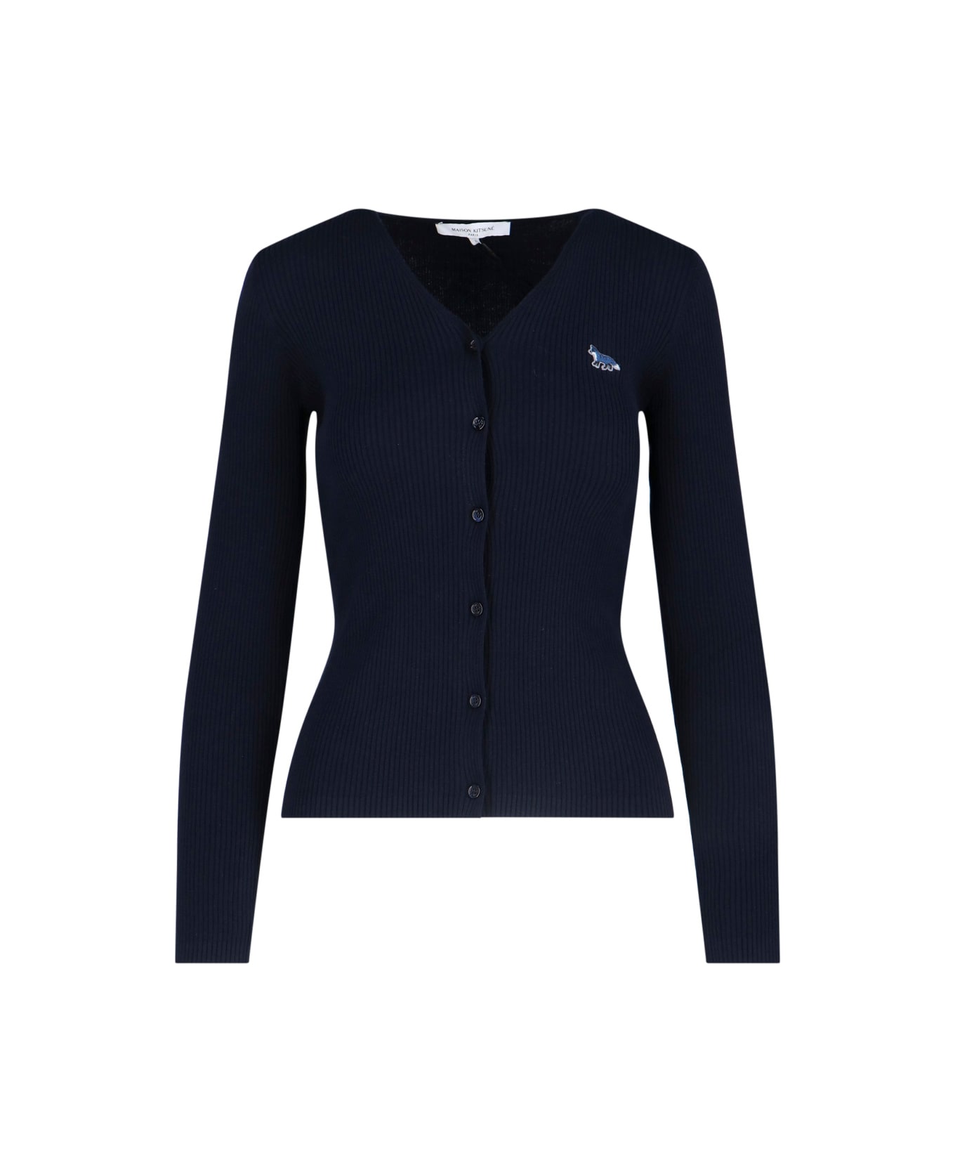 Maison Kitsuné V-neck Cardigan "baby Fox" - Blue
