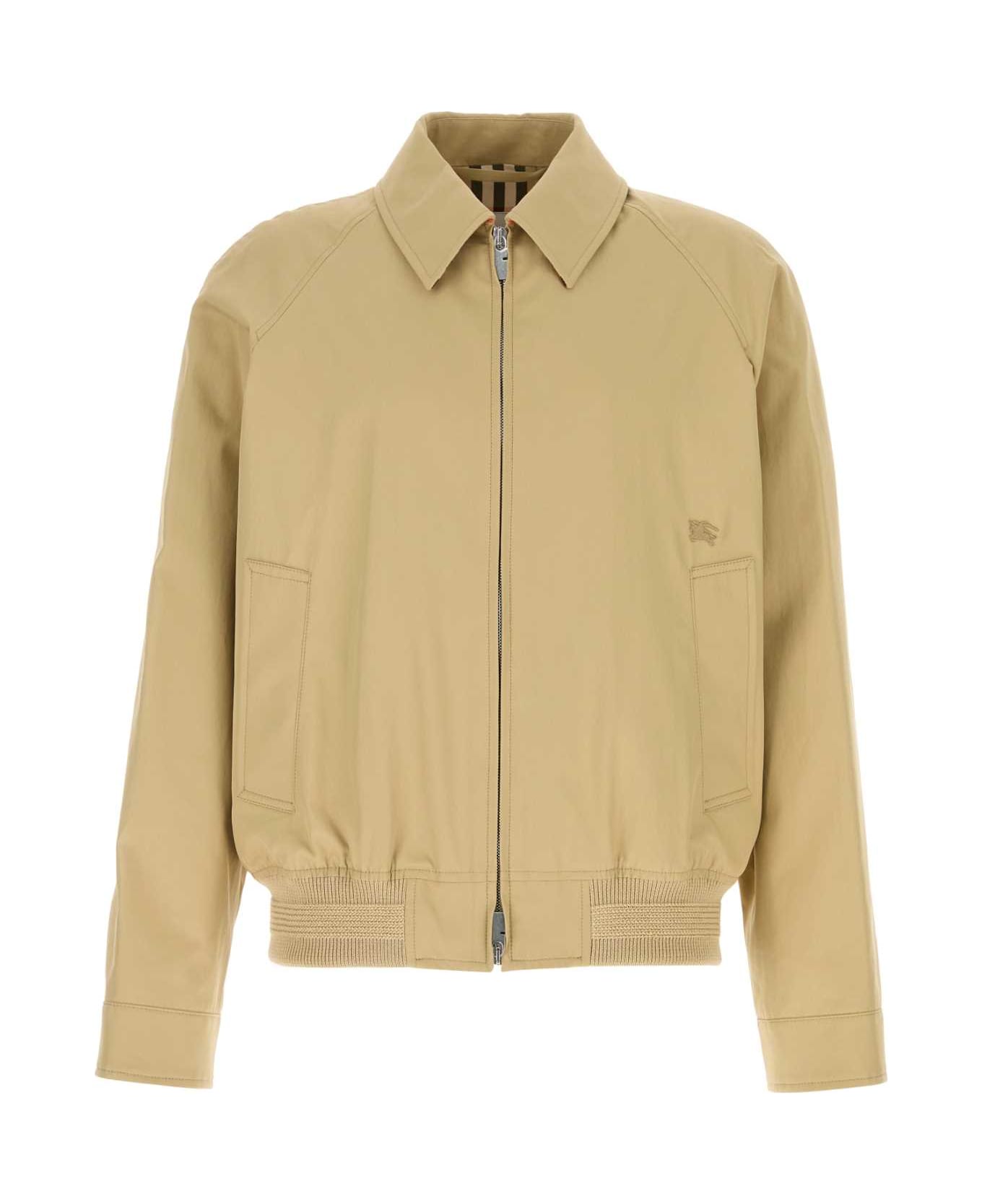 Burberry Beige Gabardine Harrington Jacket - FLAX