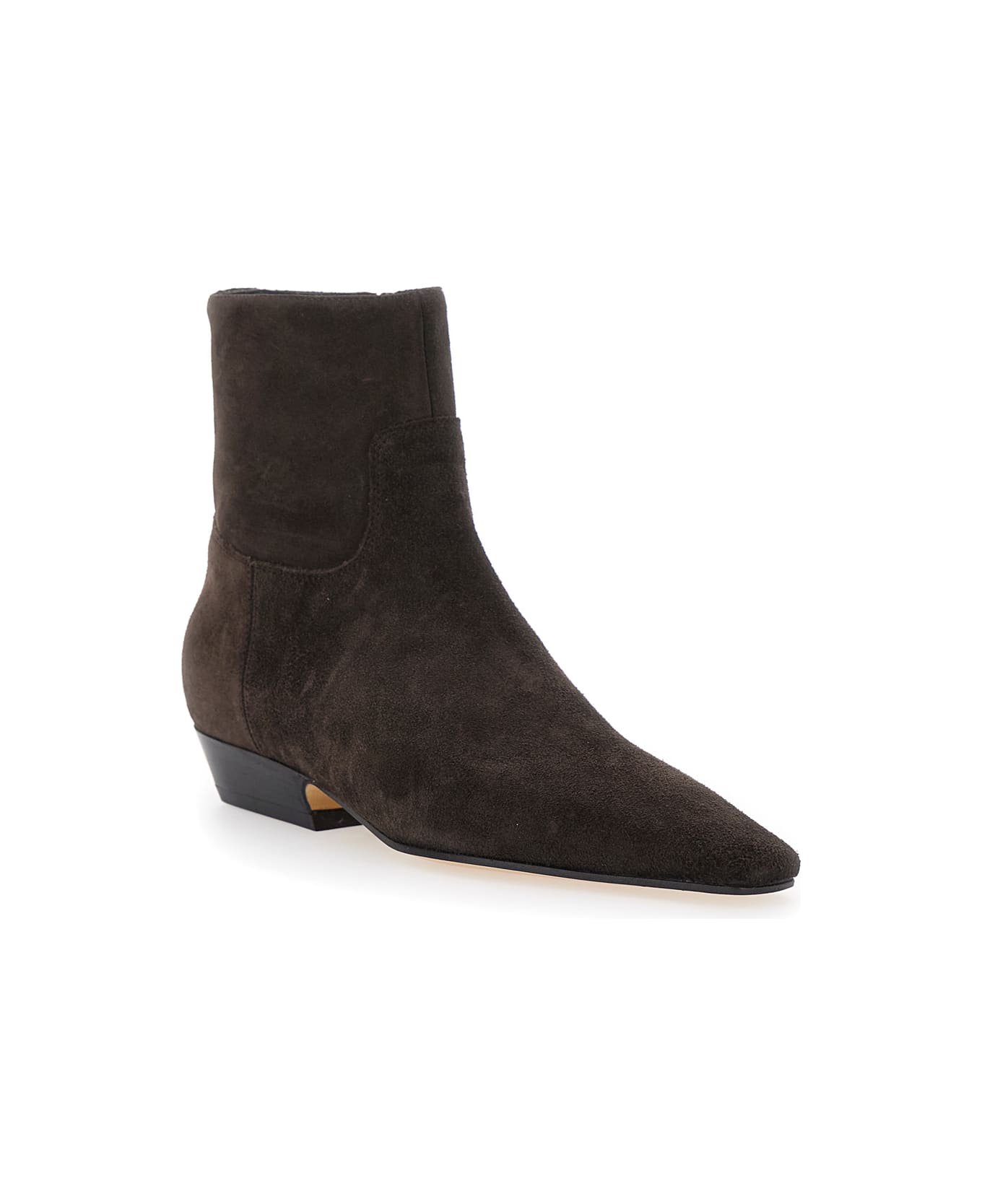 SEMICOUTURE Brown Ankle Boots With Pointed Toe And Low Heel In Suede Woman - Brown
