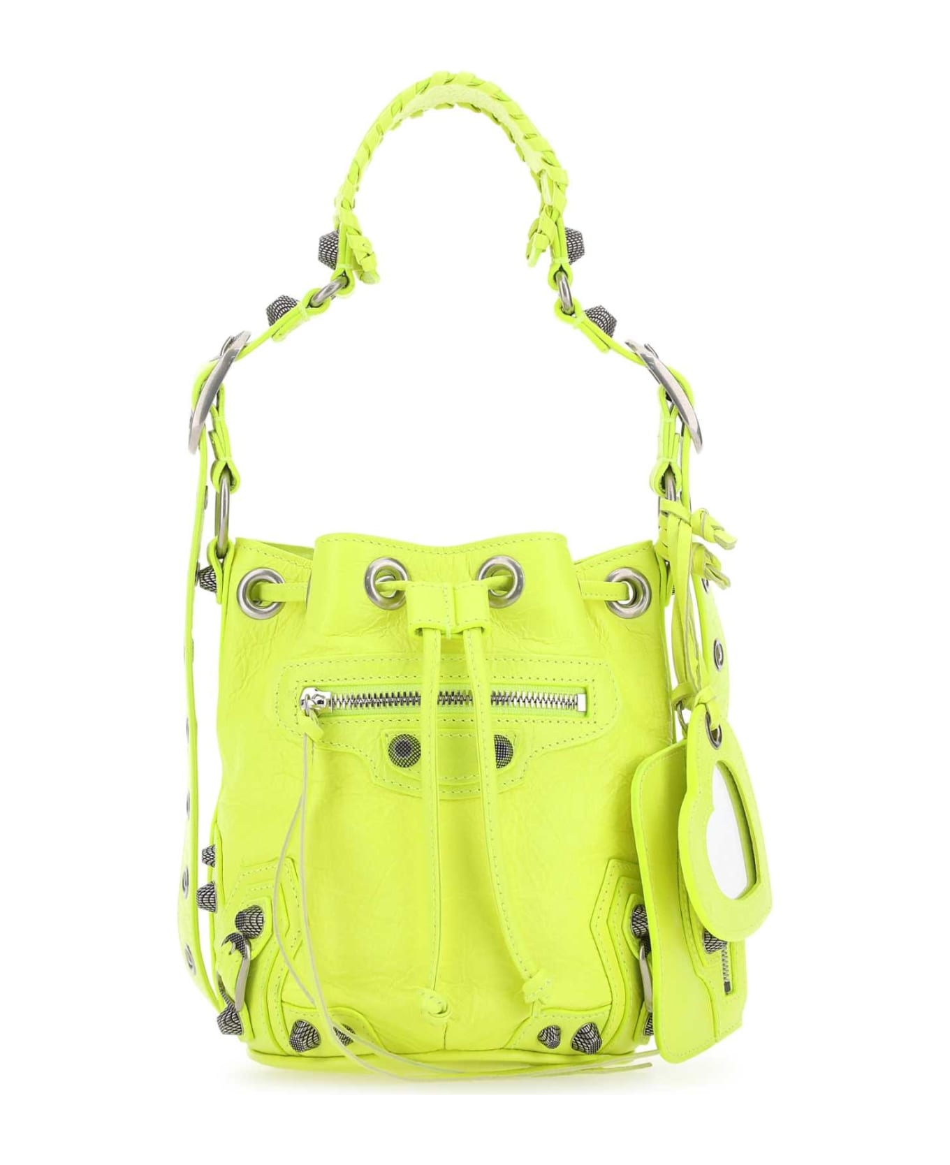 Balenciaga Fluo Yellow Leather Le Cagole Xs Bucket Bag - 7206