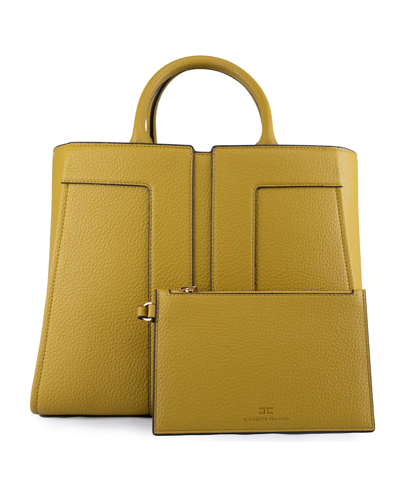 Elisabetta Franchi Medium Leather Effect Handbag - Curry