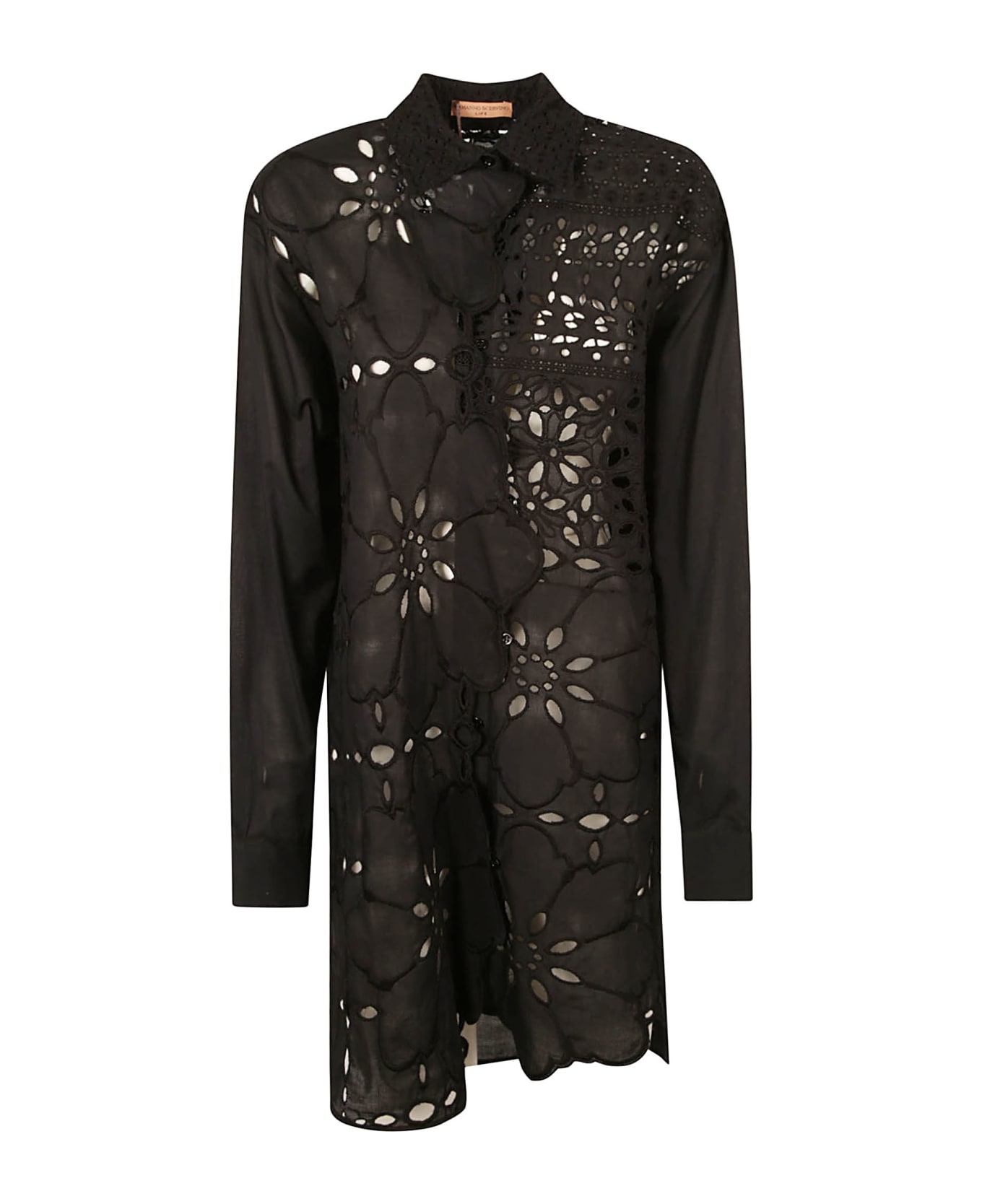 Ermanno Scervino Floral Perforated Oversized Shirt - Black