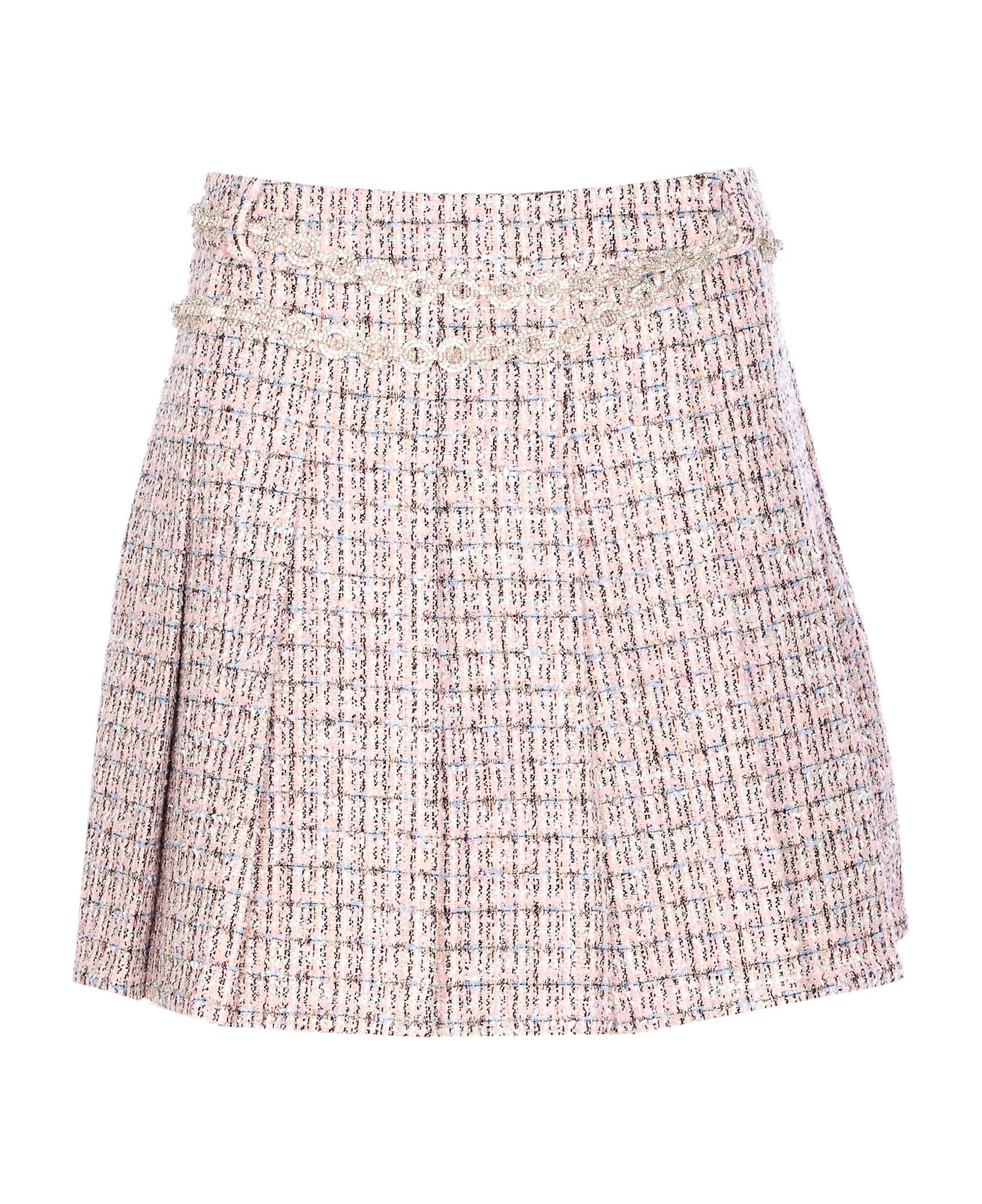 self-portrait Boucle' Crystal Mini Skirt - Pink