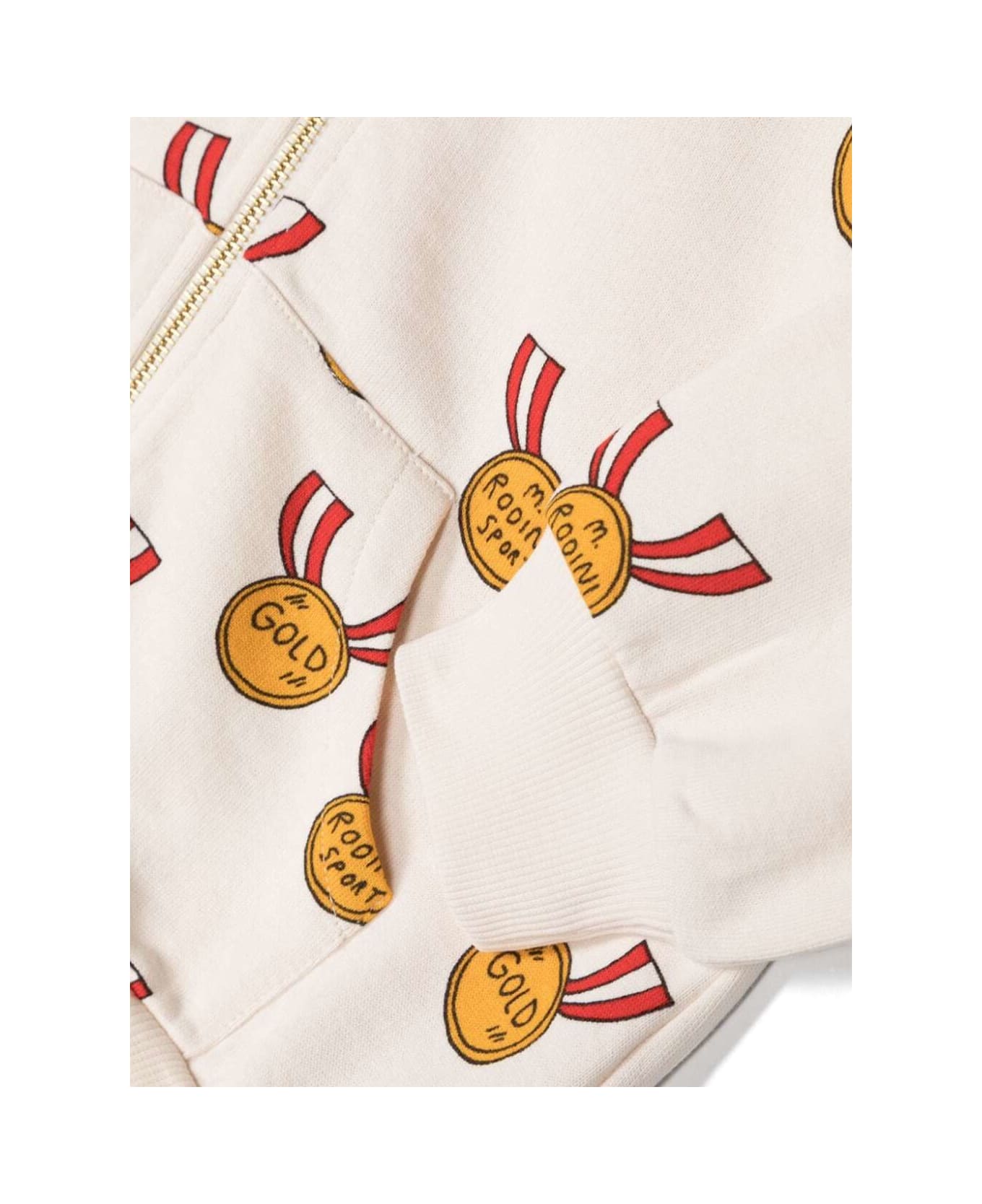 Mini Rodini White Hoodie With All-over Medals Print In Cotton Boy - White