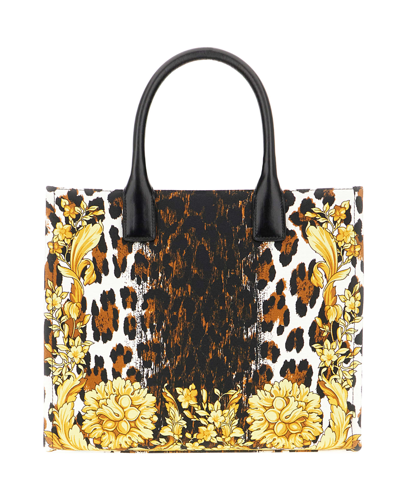 Versace Printed Canvas Small Handbag - VLACK MULTI VERSACE GOLD トートバッグ