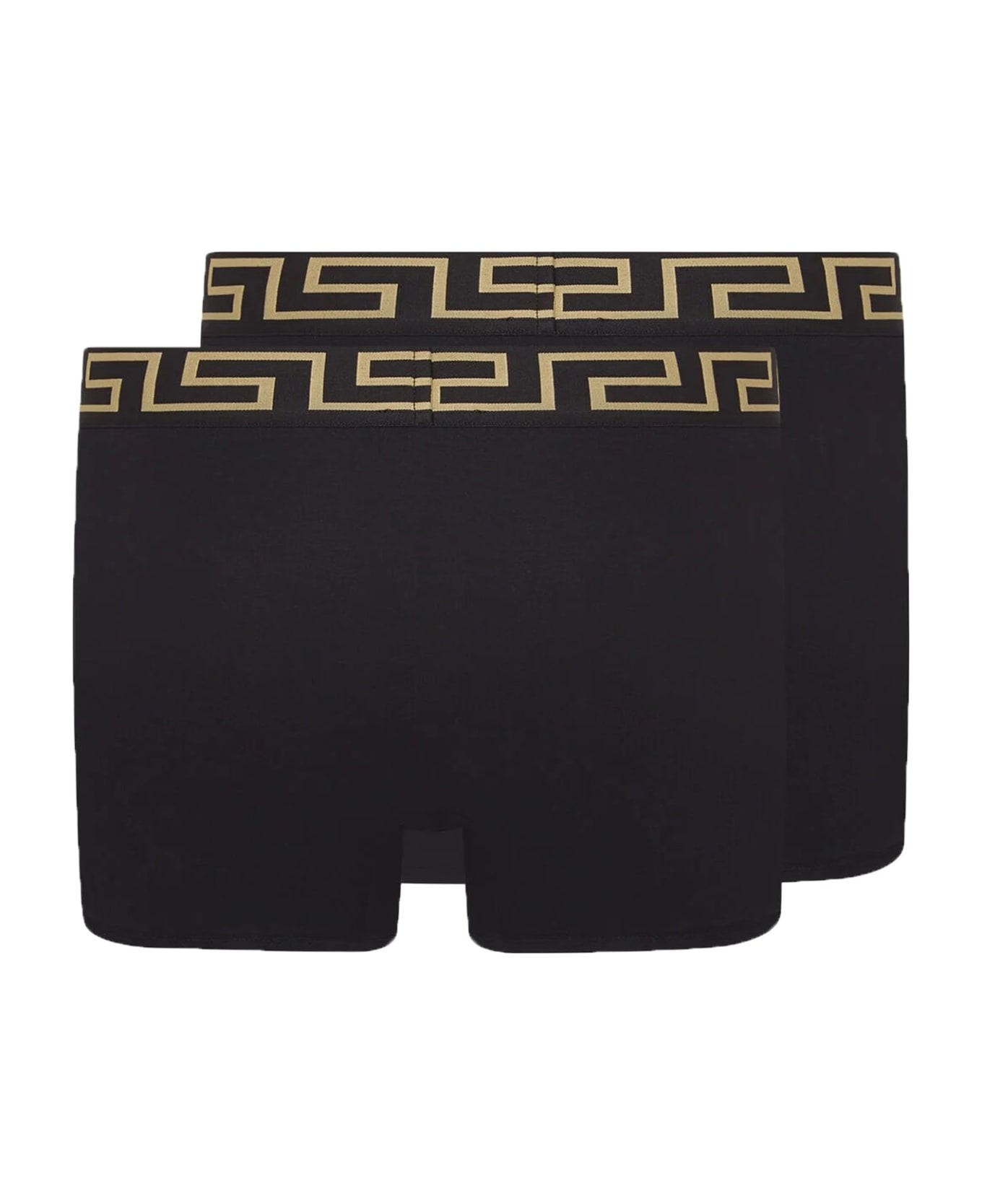 Versace Pack Of Two Boxer Shorts With Greek Motif - NERO GRECA ORO