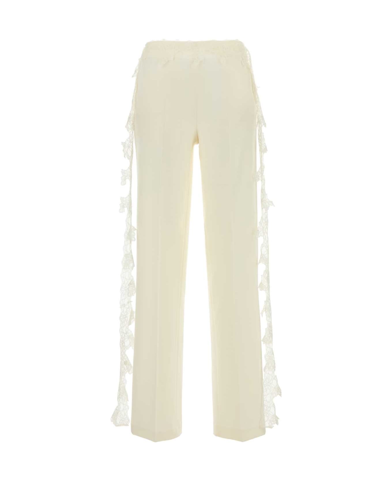 Blumarine White Stretch Twill Pant - BUTTER