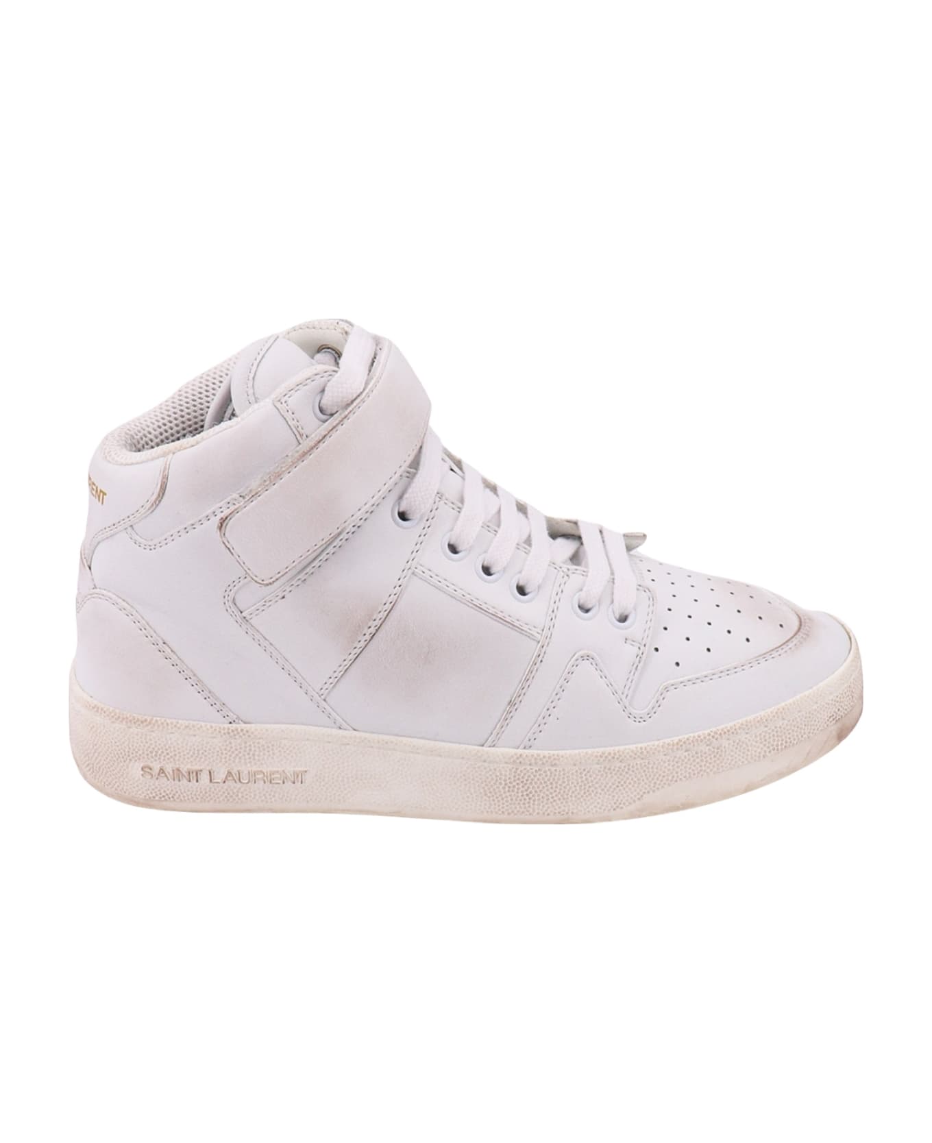 Saint Laurent Lax Sneakers In Washed-out Effect Leather - White スニーカー