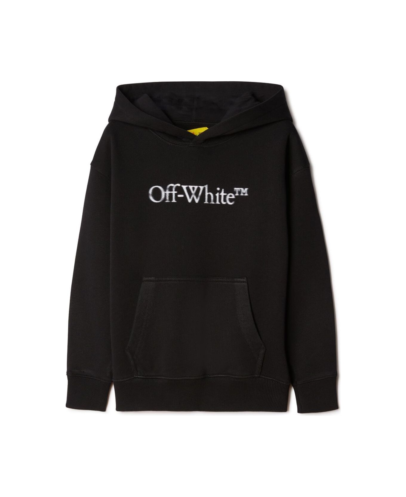Off-White Black Hoodie With Contrasting 'bookish Bit' Logo In Cotton Boy - Black