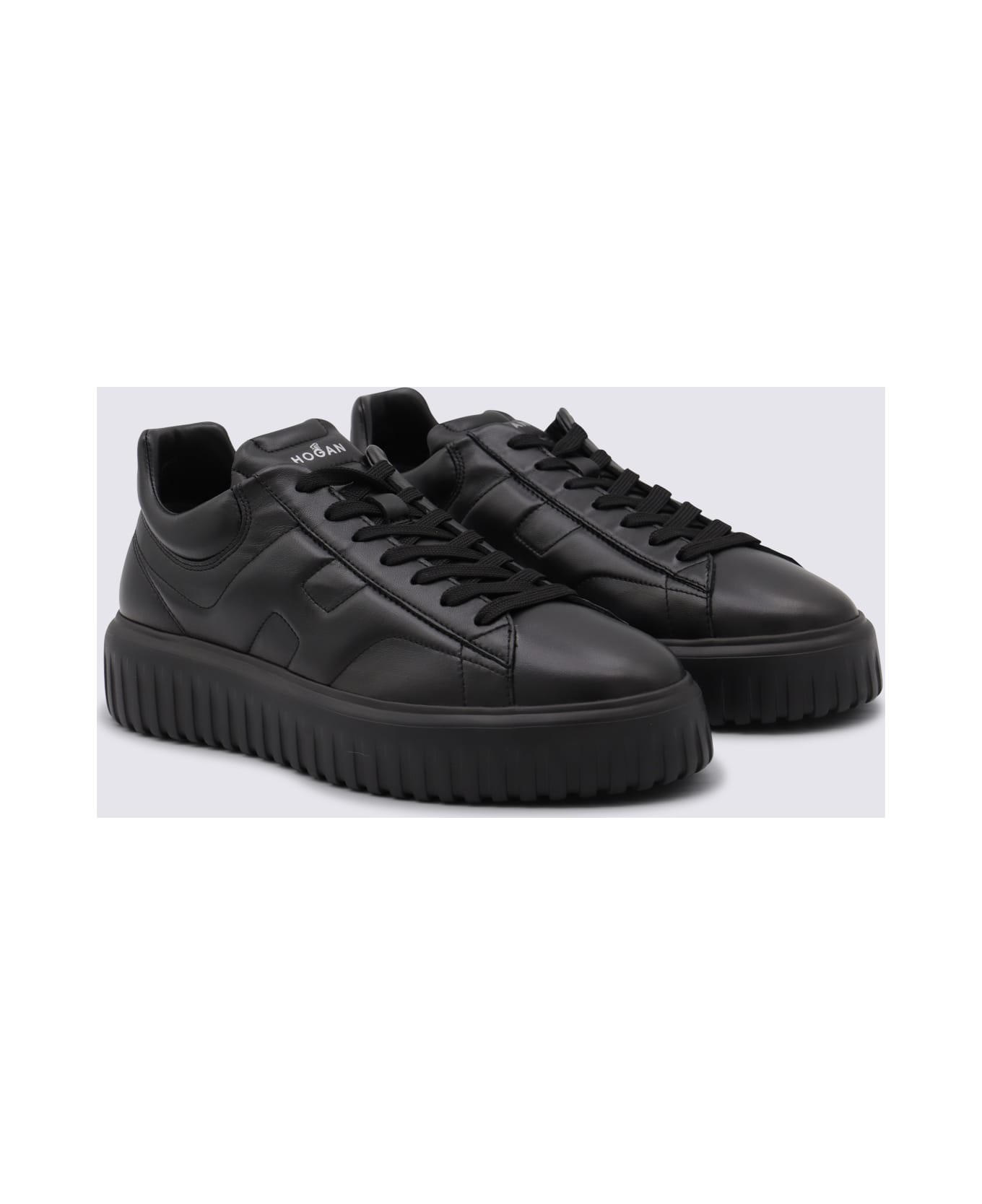 Hogan Black Leather Sneakers - Black