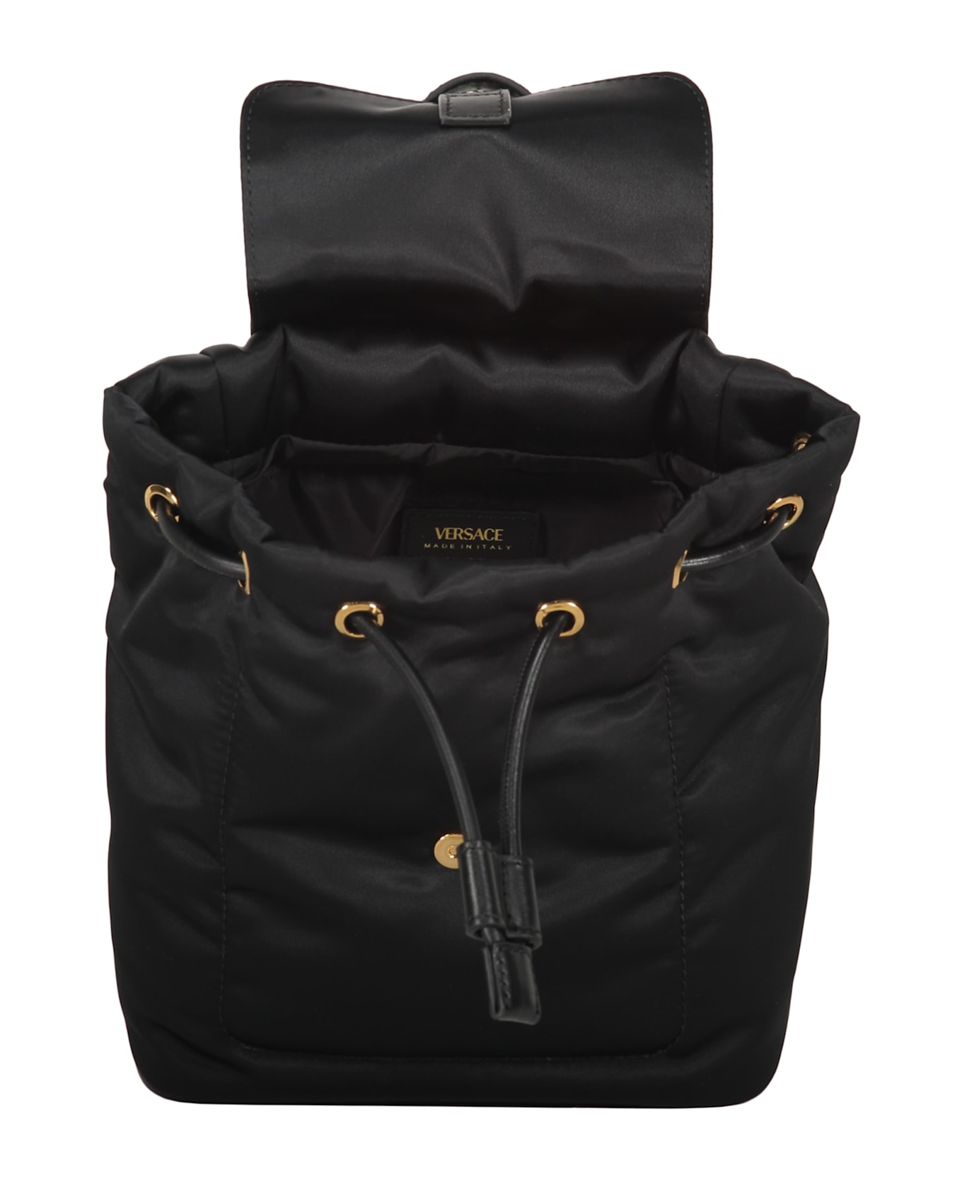 Versace Logo Detail Nylon Backpack - black