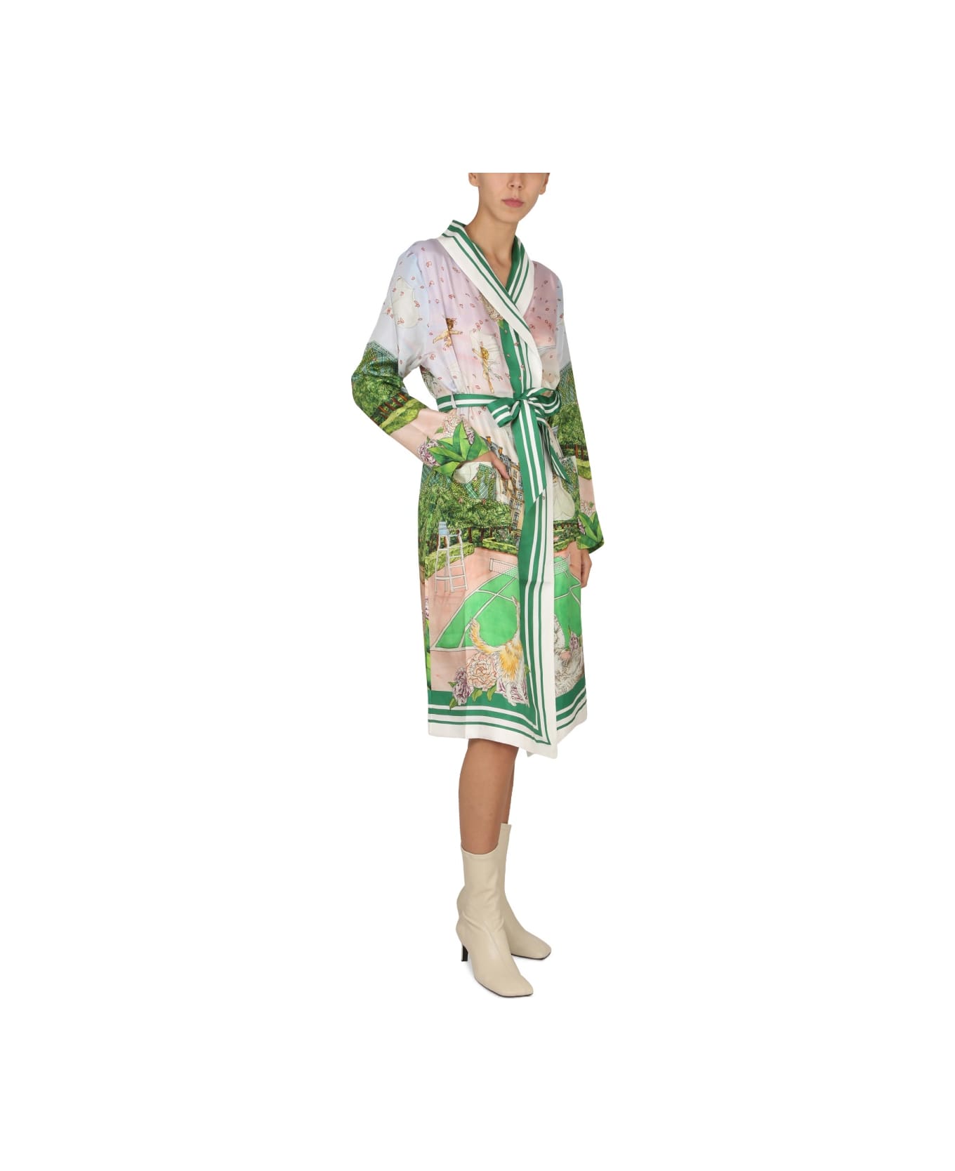 Casablanca Robe With "tennis Club Prive" Print - MULTICOLOUR
