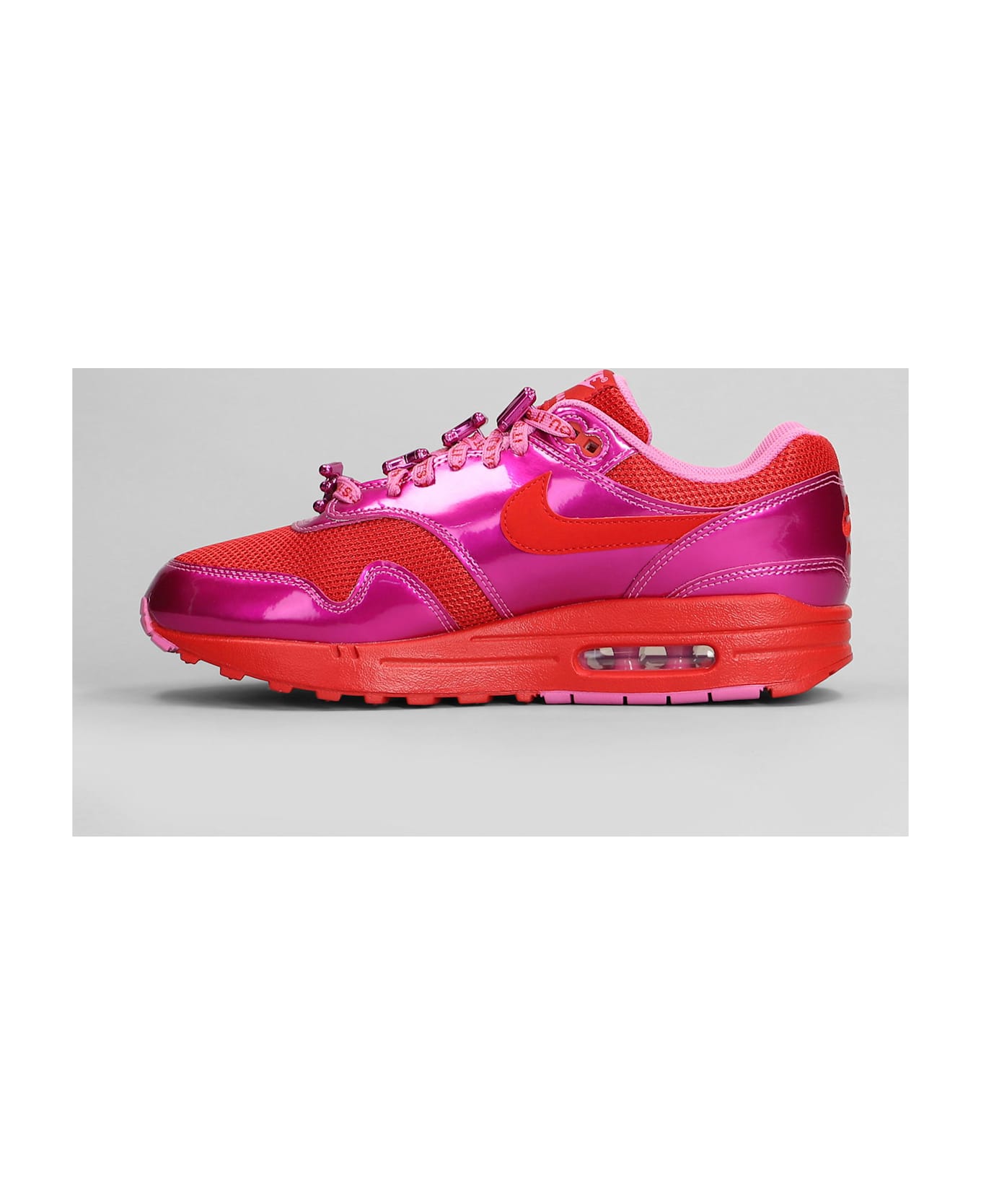 Nike Air Max 1 Prm Sneakers In Fuxia Leather And Fabric - fuxia