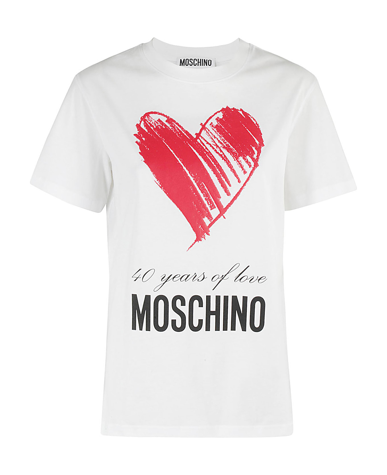 Moschino Jersey Di Cotone Organico - Fantasia Bianco Tシャツ