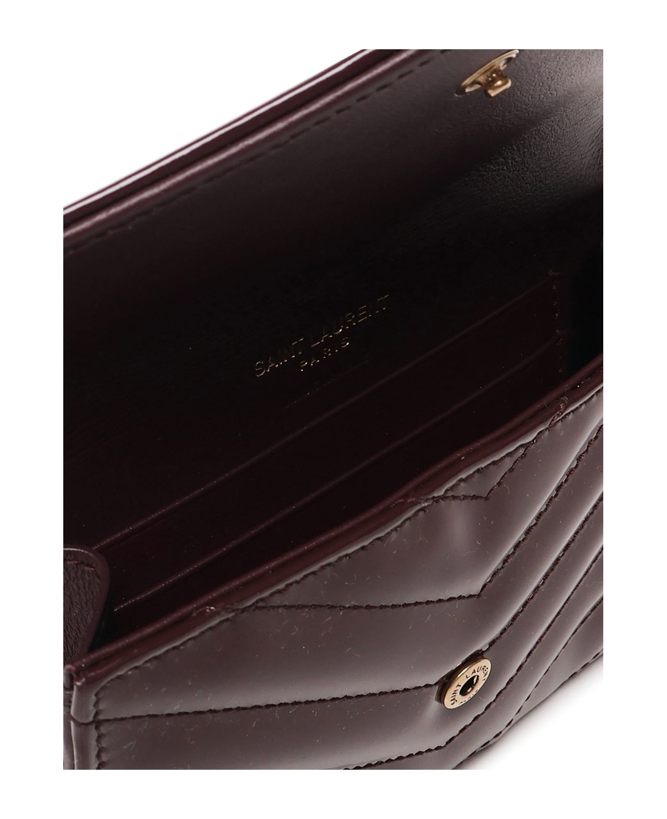 Saint Laurent Cassandre Multi-fold Wallet In Patent Leather - Brown