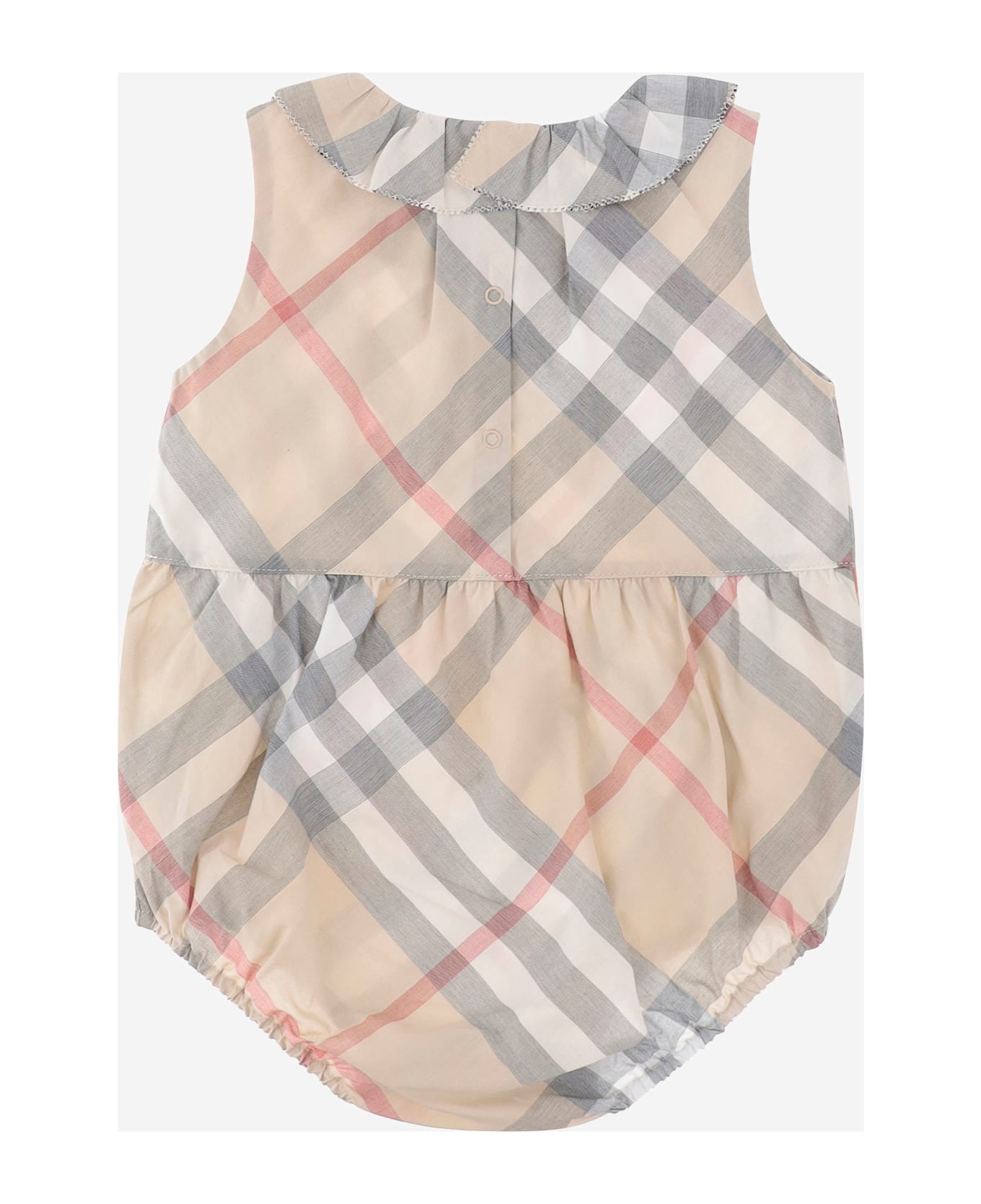 Burberry Cotton Romper With Check Pattern - Red
