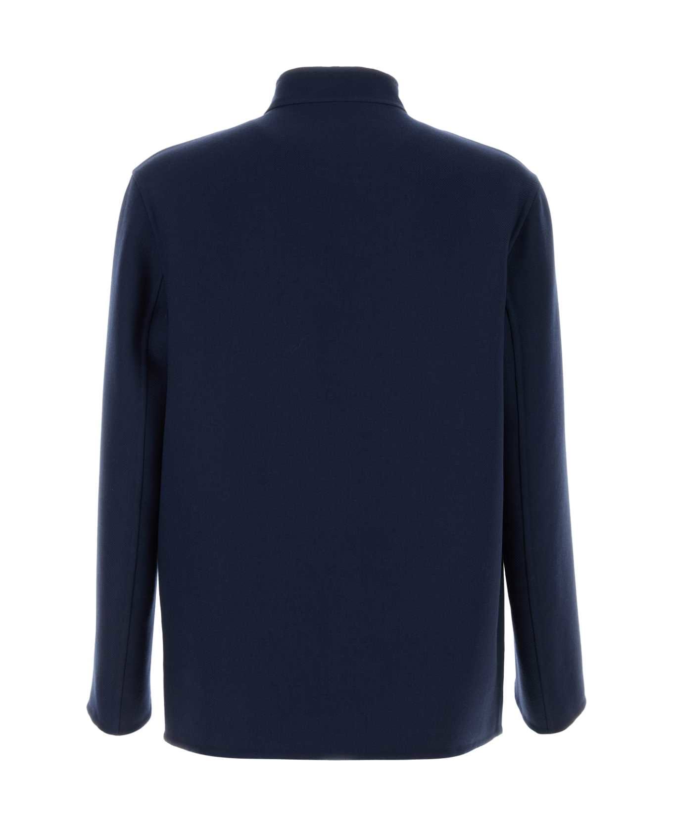 Valentino Garavani Navy Blue Wool Blend Jacket - INDACO