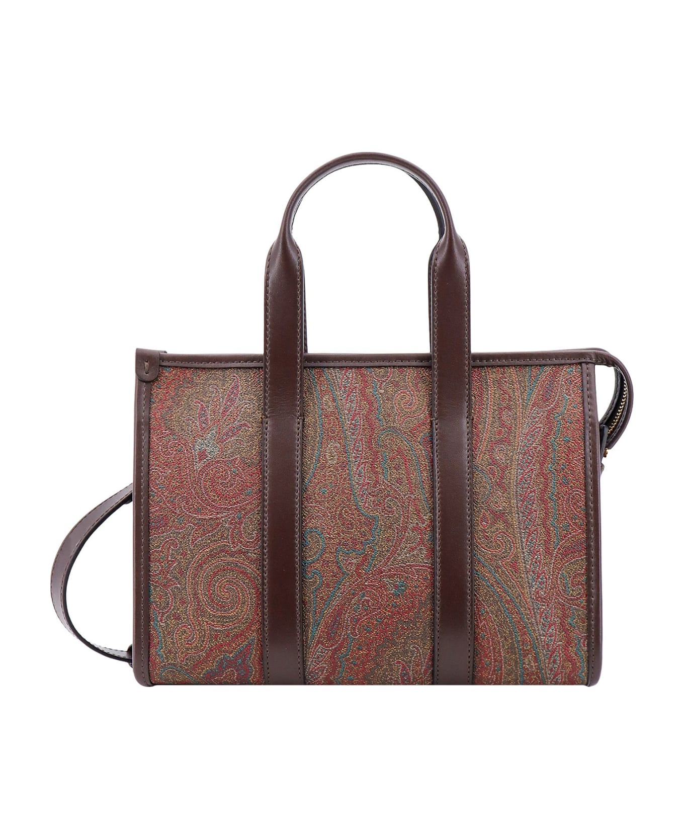 Etro Small Handle Bag Paisley Jacquard Fabric - Brown
