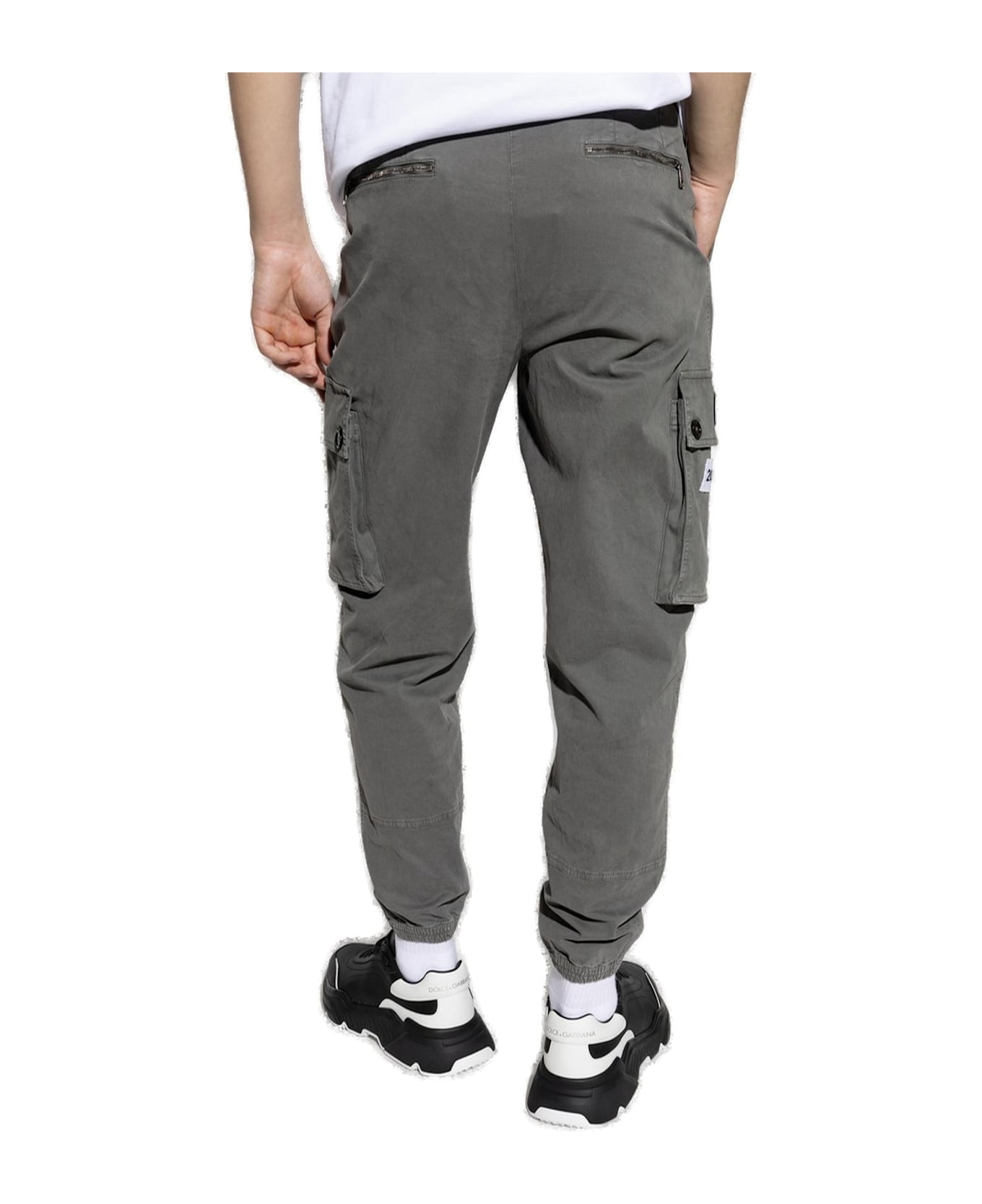 Dolce & Gabbana Logo Patch Drawstring Pants - GREY