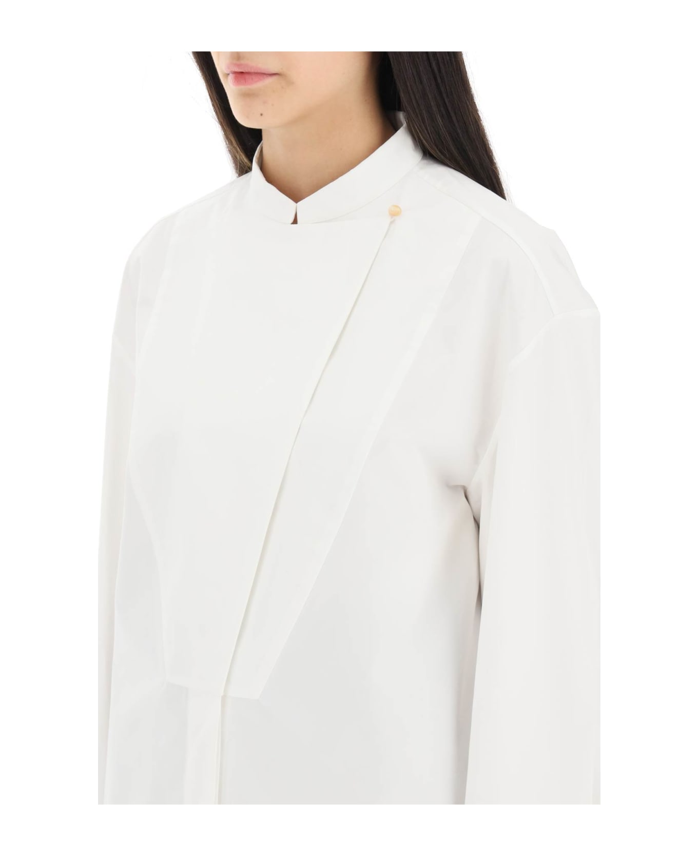 Jil Sander Long-sleeved Shirt With Plastron - OPTIC WHITE (White)