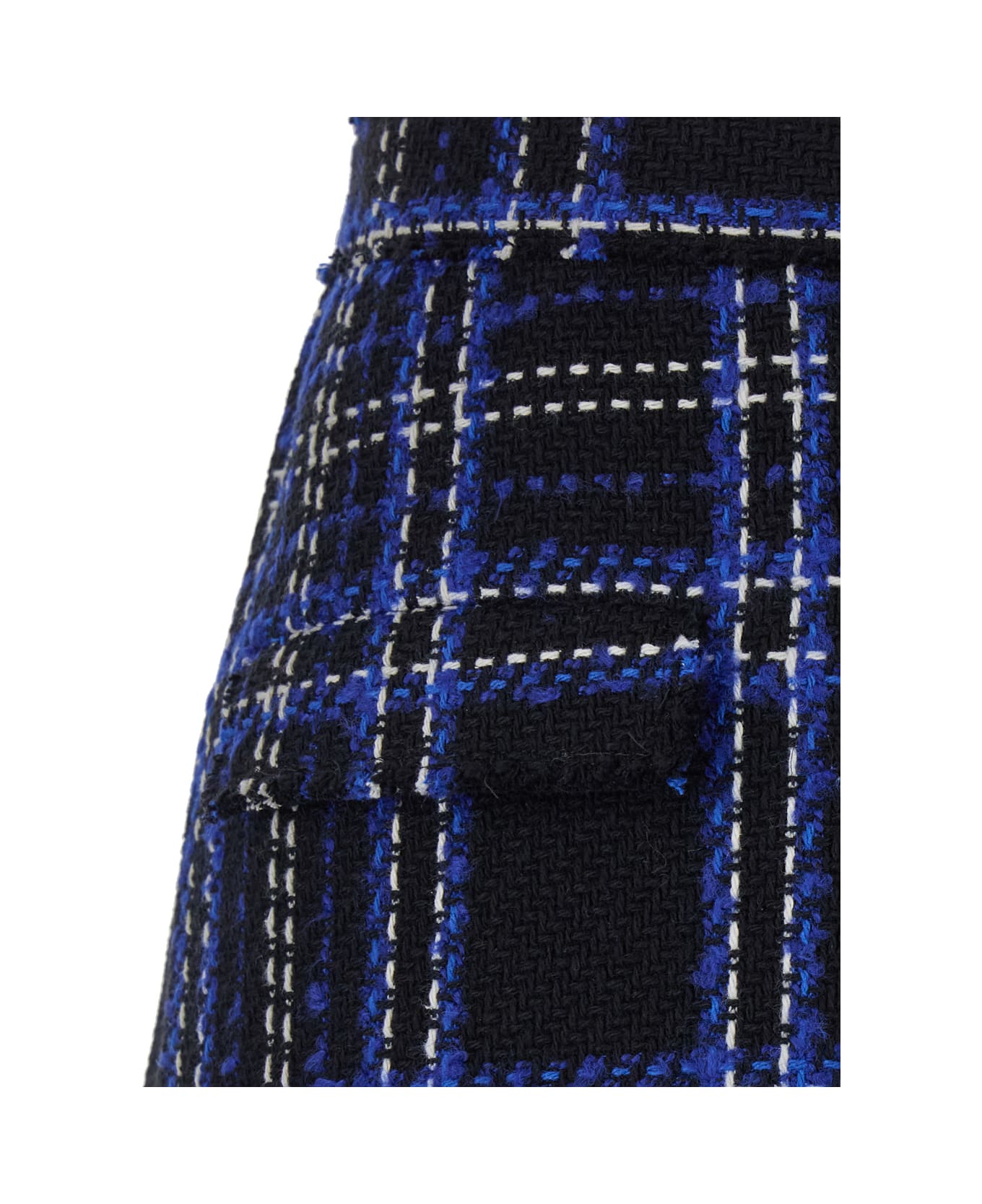 MSGM Black And Blue Skorts With Check Motif In Fabric Woman - Black