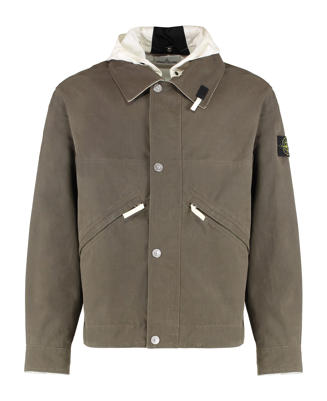 Stone Island Hooded Cotton Jacket - green