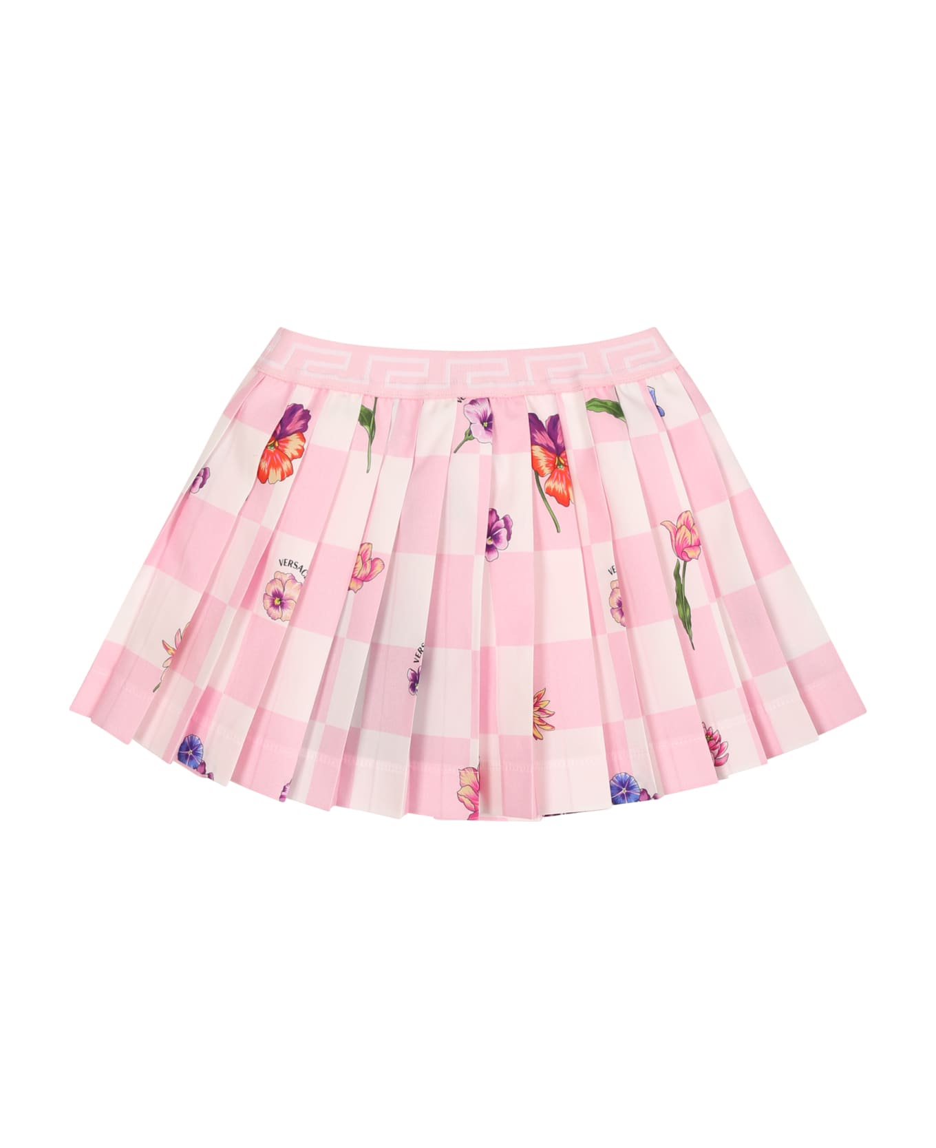 Versace Pink Skirt For Baby Girl With Flower Print - Pink