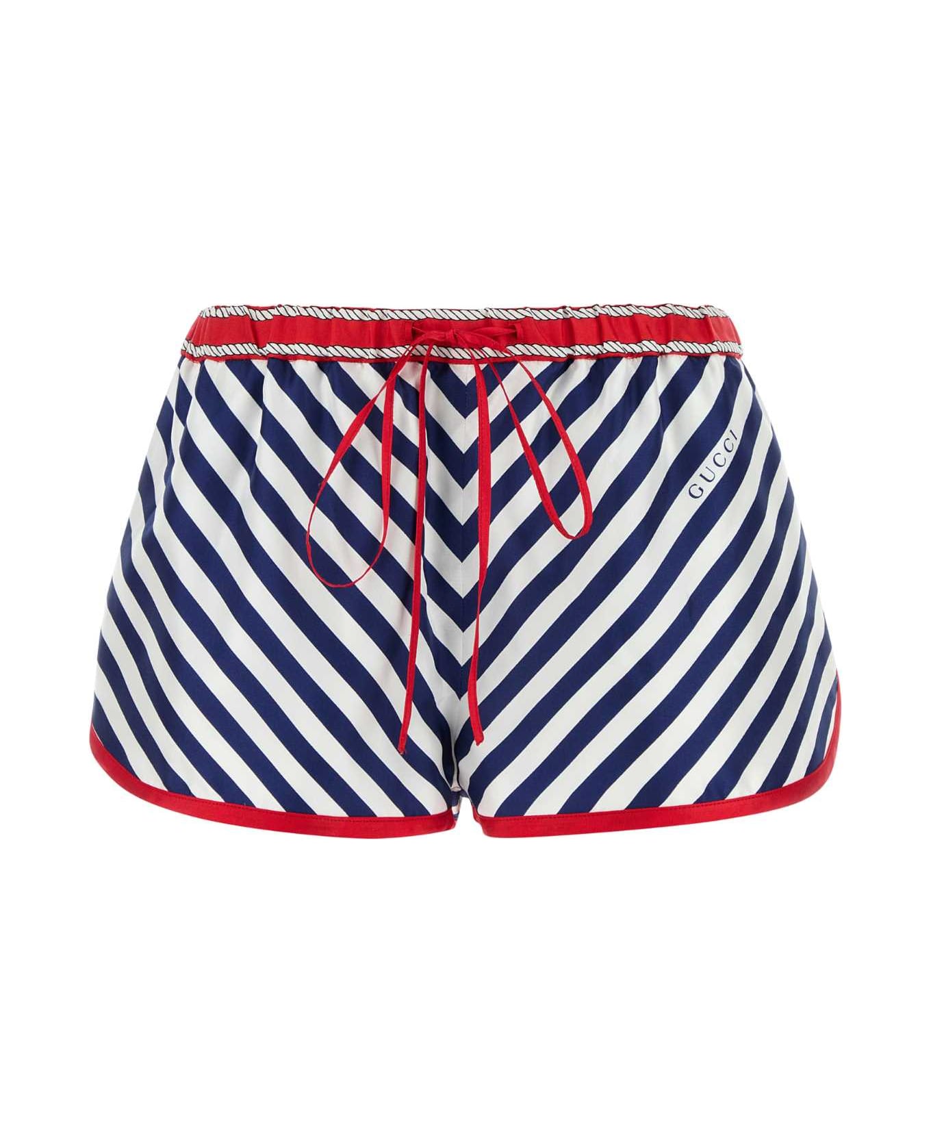 Gucci Printed Silk Shorts - BLUE/RED/MC