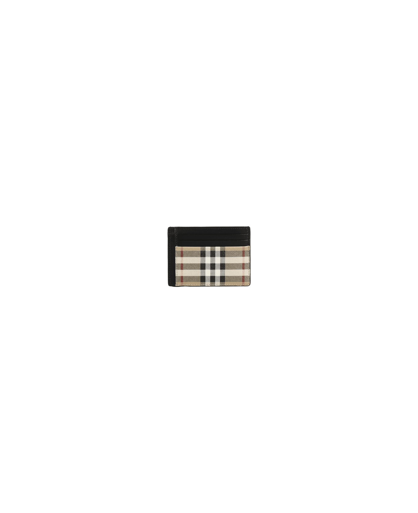 Burberry Vintage Check Card Holder With Money Clip - Beige