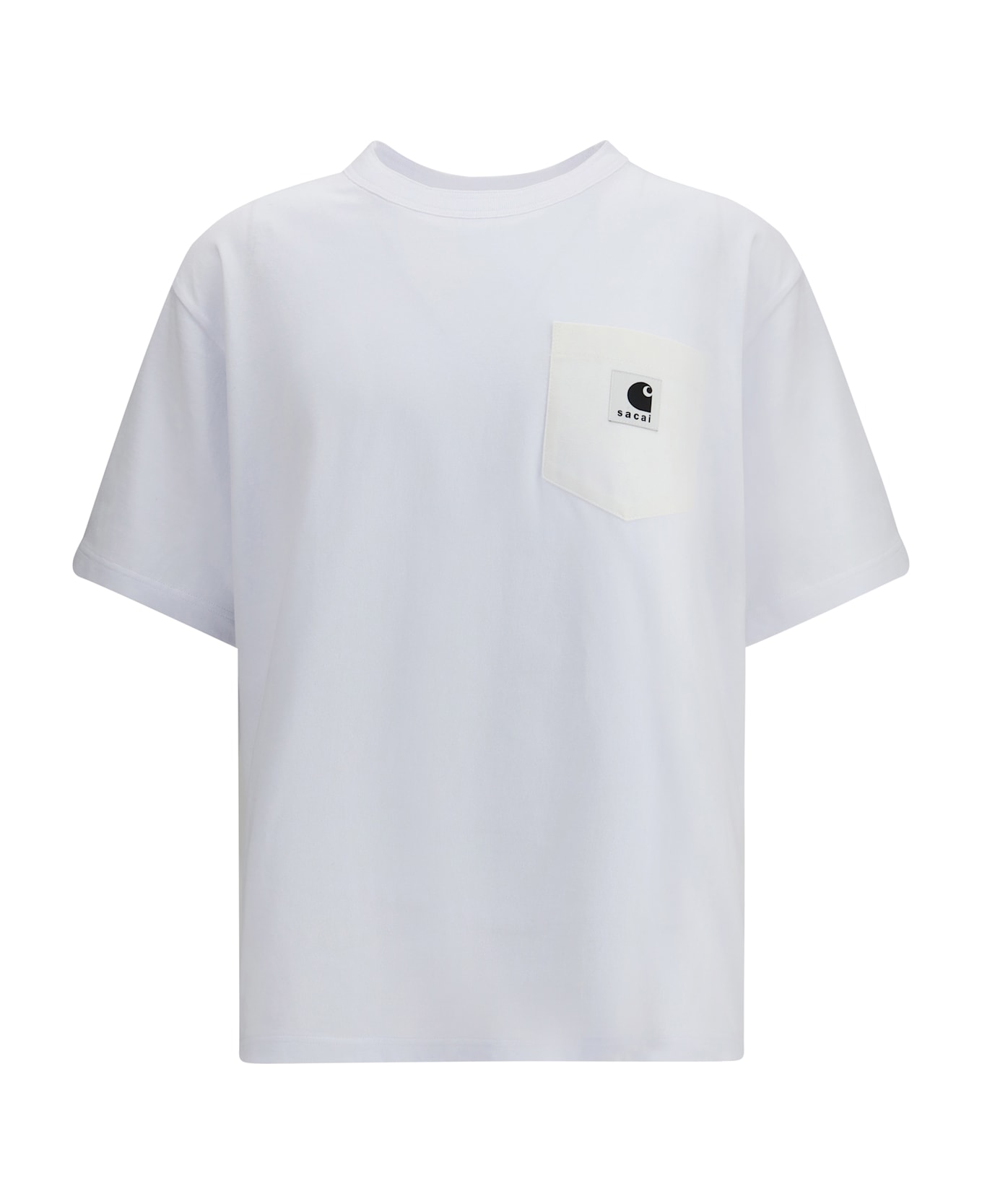 Sacai Wip Cotton Jersey T-shirt By Sacai X Carhartt - white